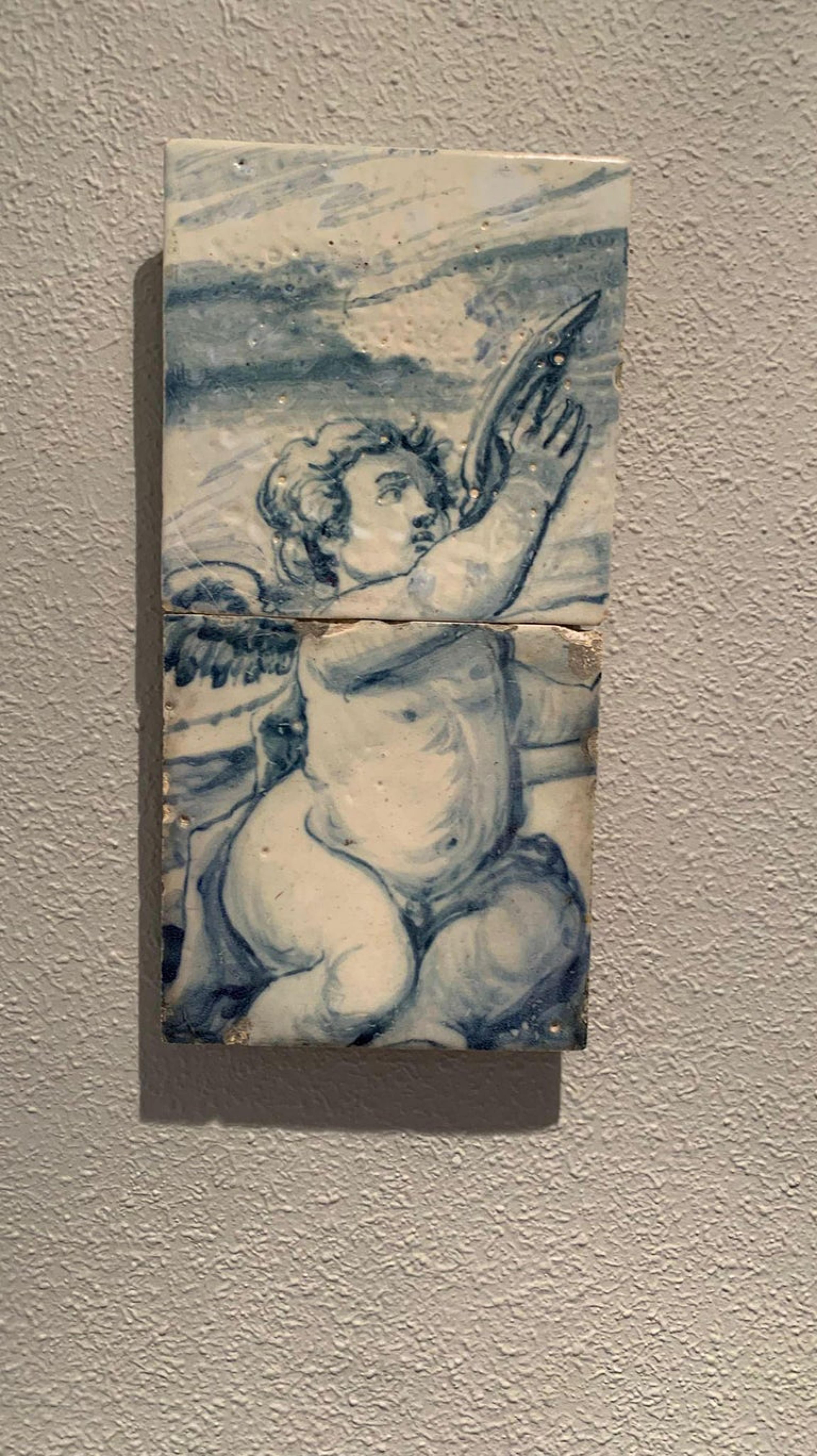 Baroque Panneau de carreaux portugais du 17ème siècle représentant les saints en vente