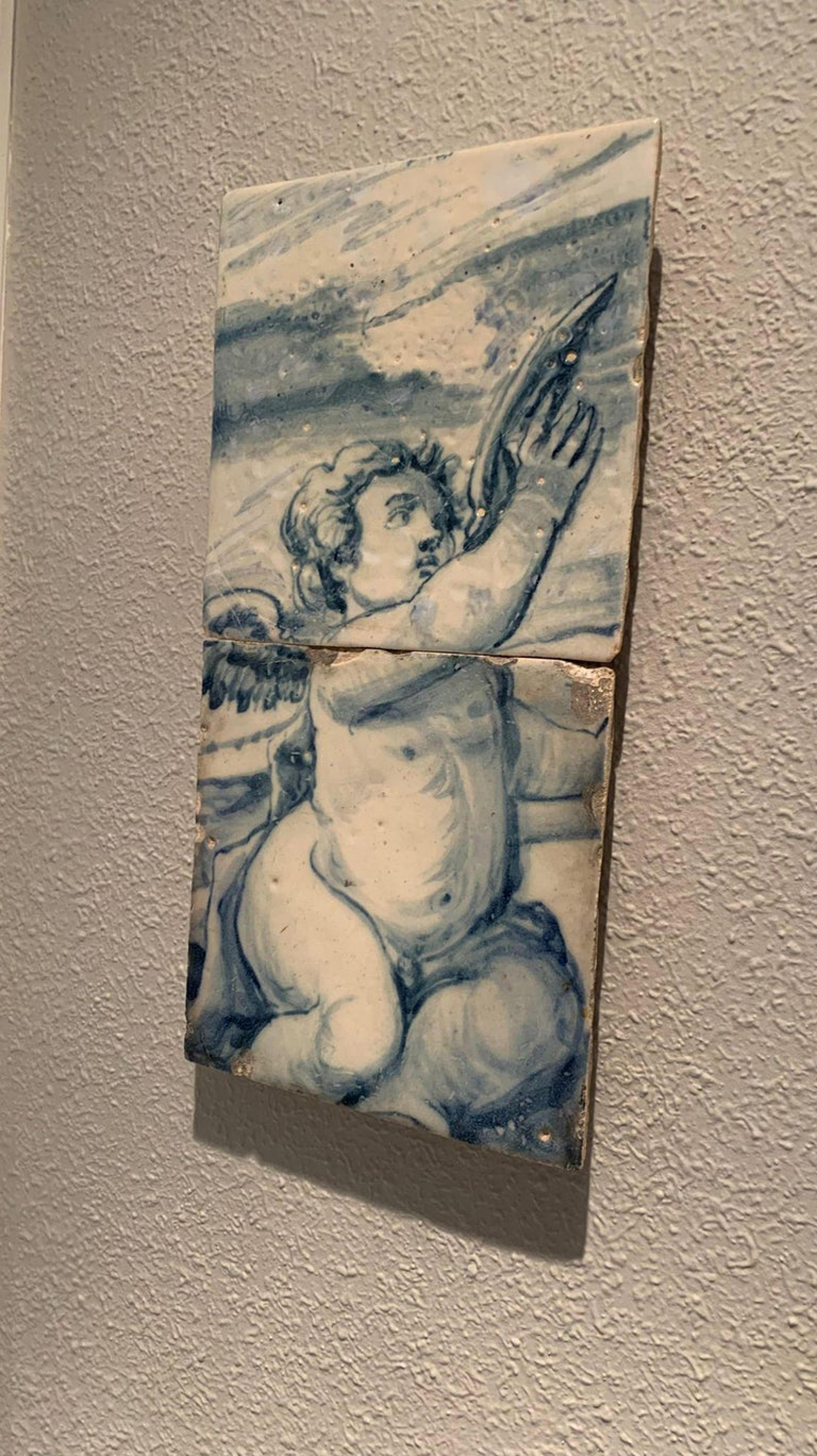 XVIIIe siècle et antérieur Panneau de carreaux portugais du 17ème siècle représentant les saints en vente