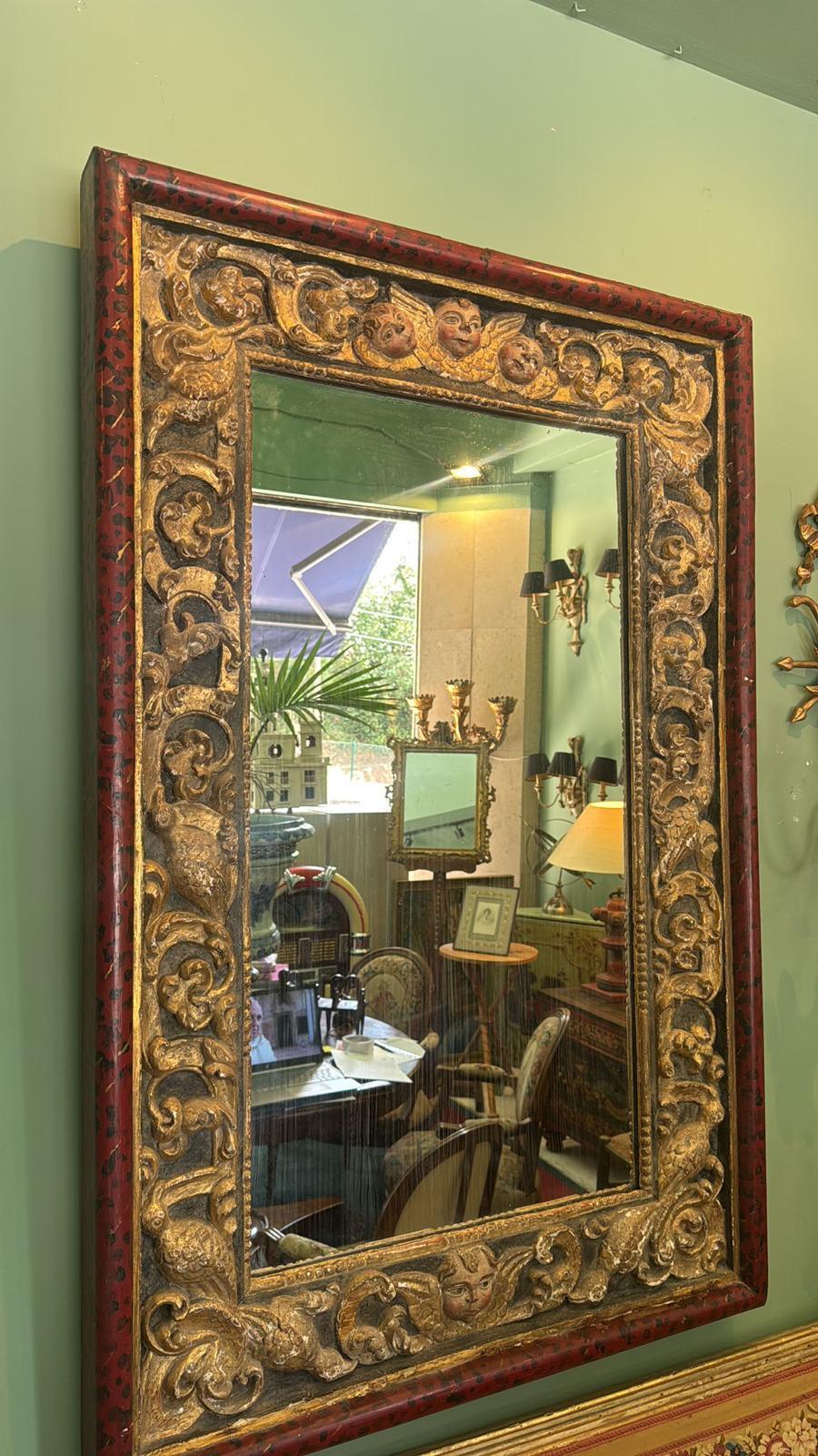 Miroir en bois portugais du 17e siècle en vente 2