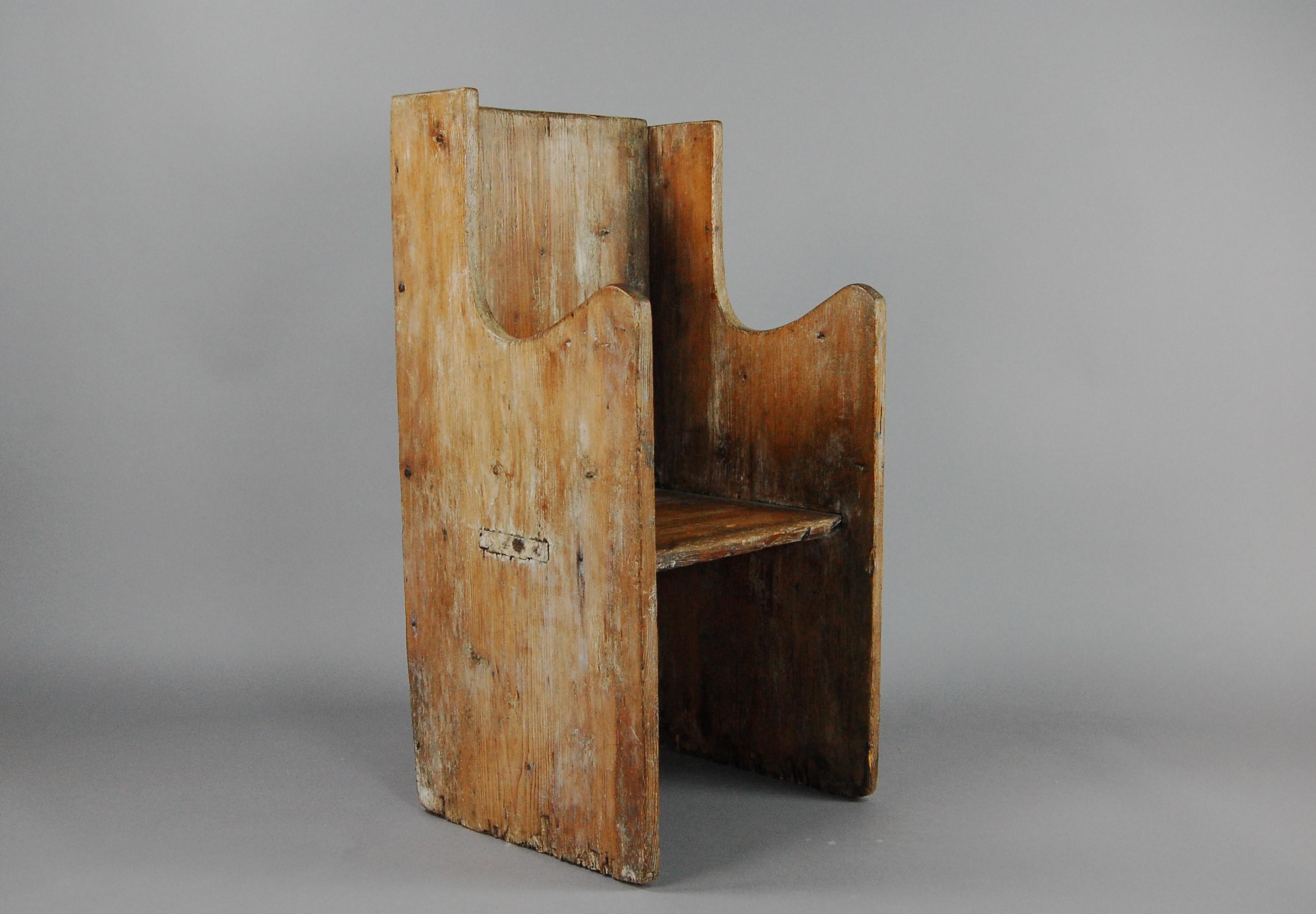 French 17th Century Primitive Plank Armchair