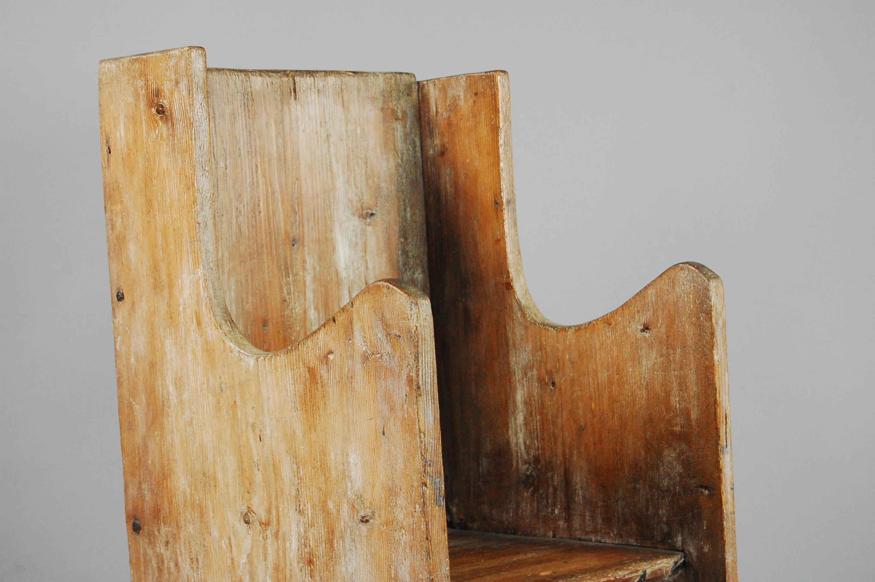 Wood 17th Century Primitive Plank Armchair