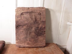 Talla religiosa primitiva del siglo XVII Panel de roble 1631