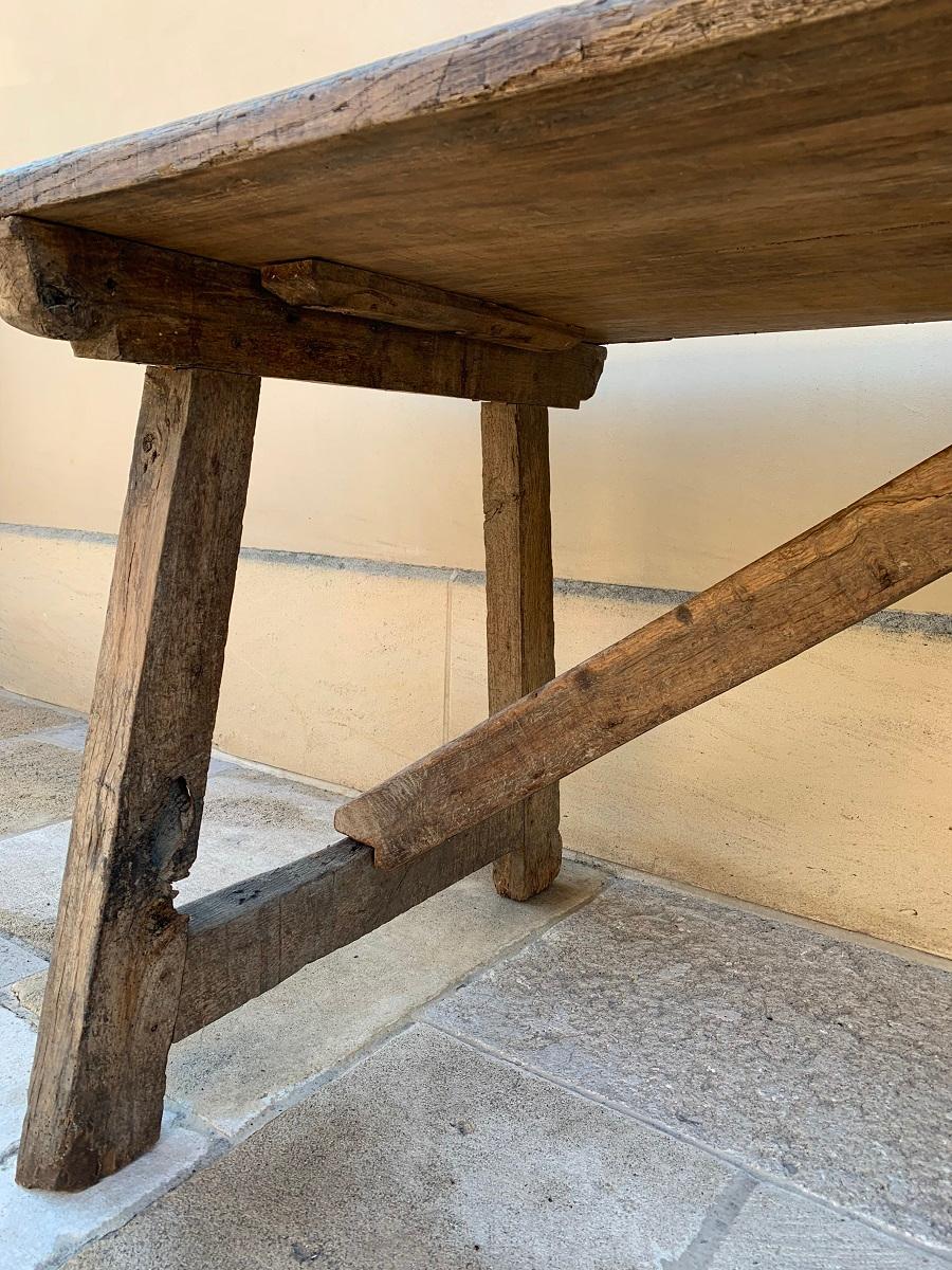 17th Century Pyrinee Refectory Trestle Table Chestnut 3