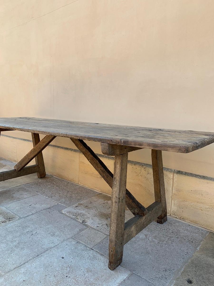 18th Century and Earlier 17th Century Pyrinee Refectory Trestle Table Chestnut