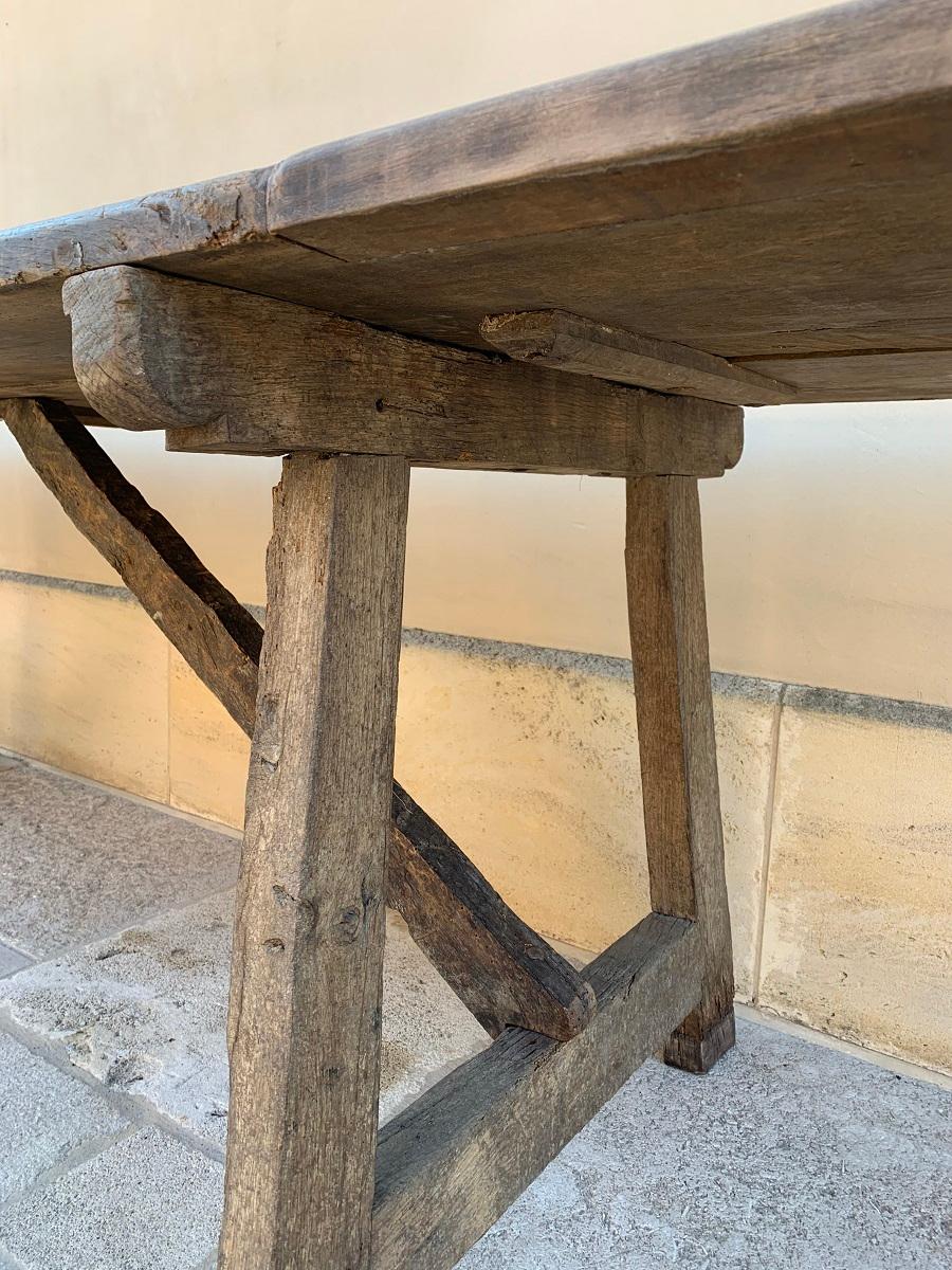 17th Century Pyrinee Refectory Trestle Table Chestnut 2