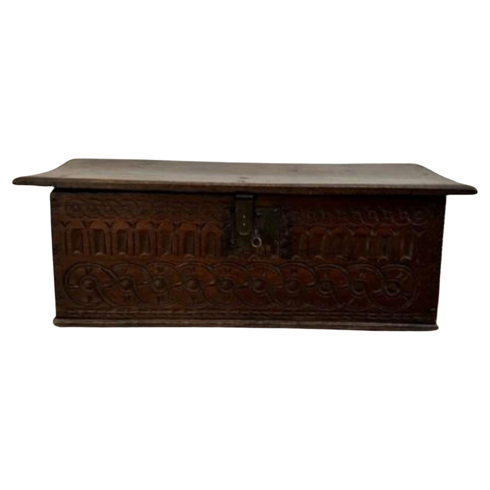17th century quality oak bible box  For Sale