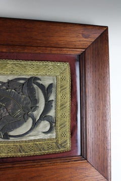 17th Century raised silverwork Embroidery stylized blooming Flowers Flanders