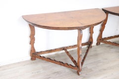 17th Century Rare Antique Pair of Console Table Convertible into a Round Table