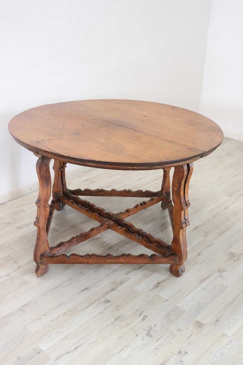 17th Century Rare Antique Pair of Console Table Convertible into a Round Table In Good Condition In Casale Monferrato, IT