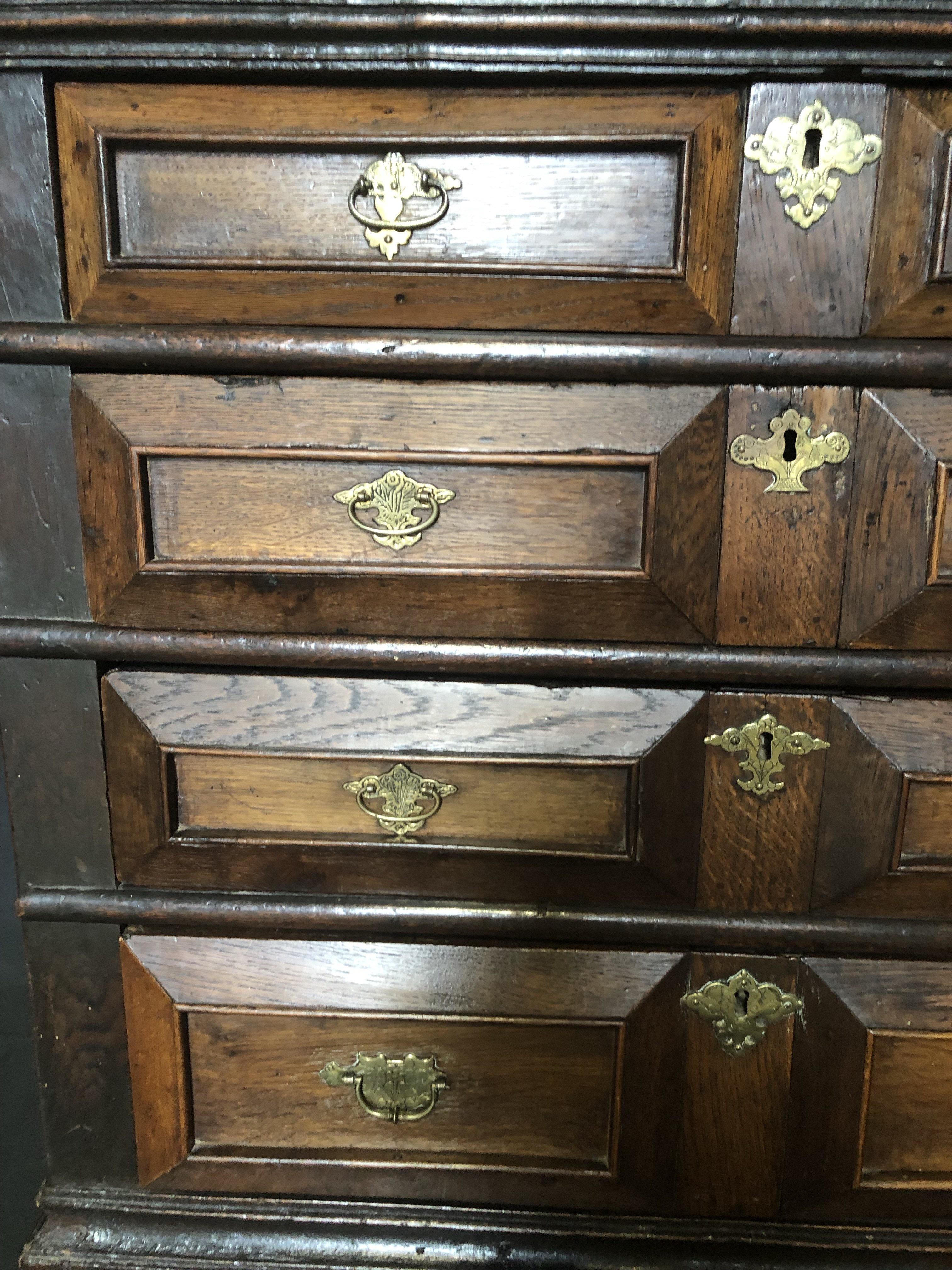 English 17th Century Rare Find British Charles II Oak Chest of Drawers