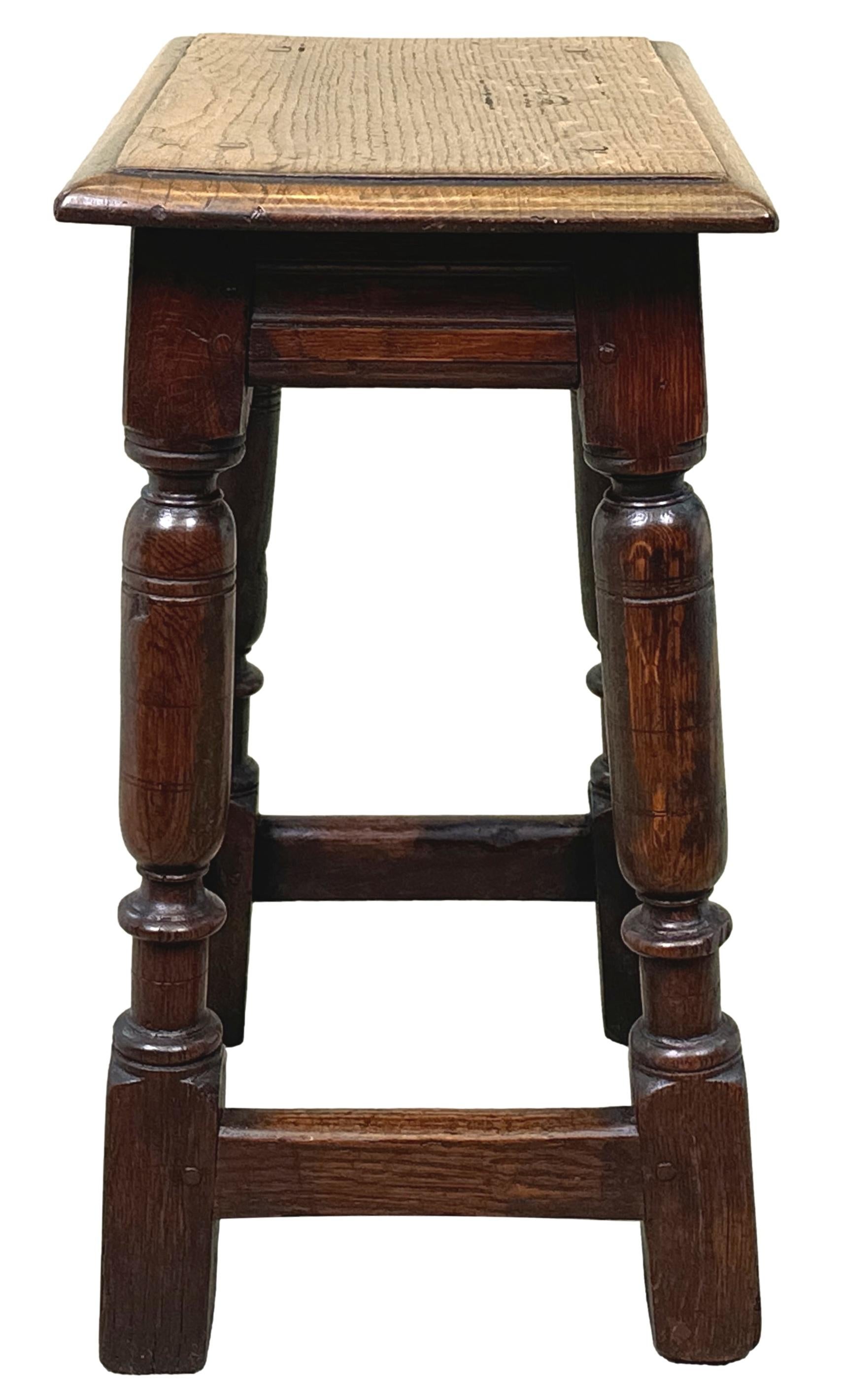 17th Century Rectangular Oak Joint Stool For Sale 4