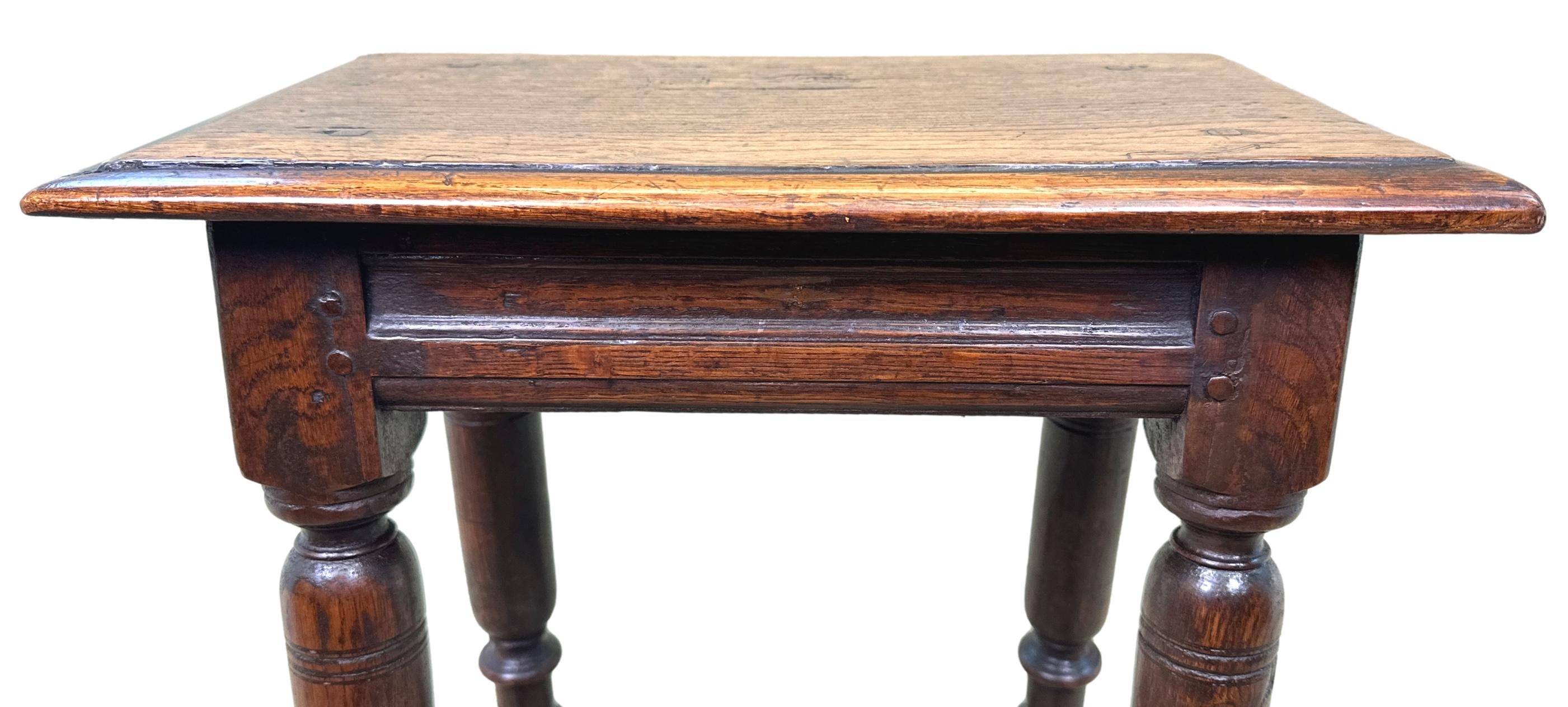 17th Century Rectangular Oak Joint Stool For Sale 5