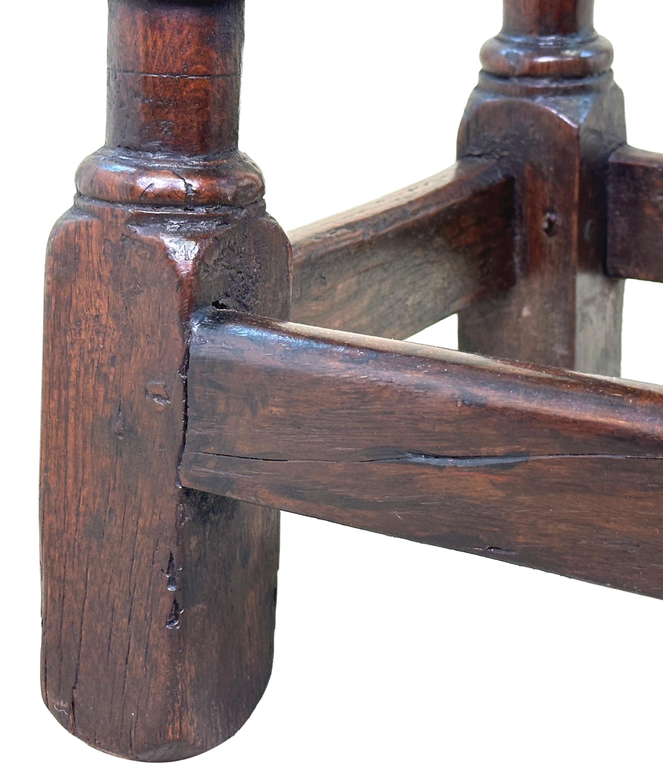Charles II 17th Century Rectangular Oak Joint Stool For Sale