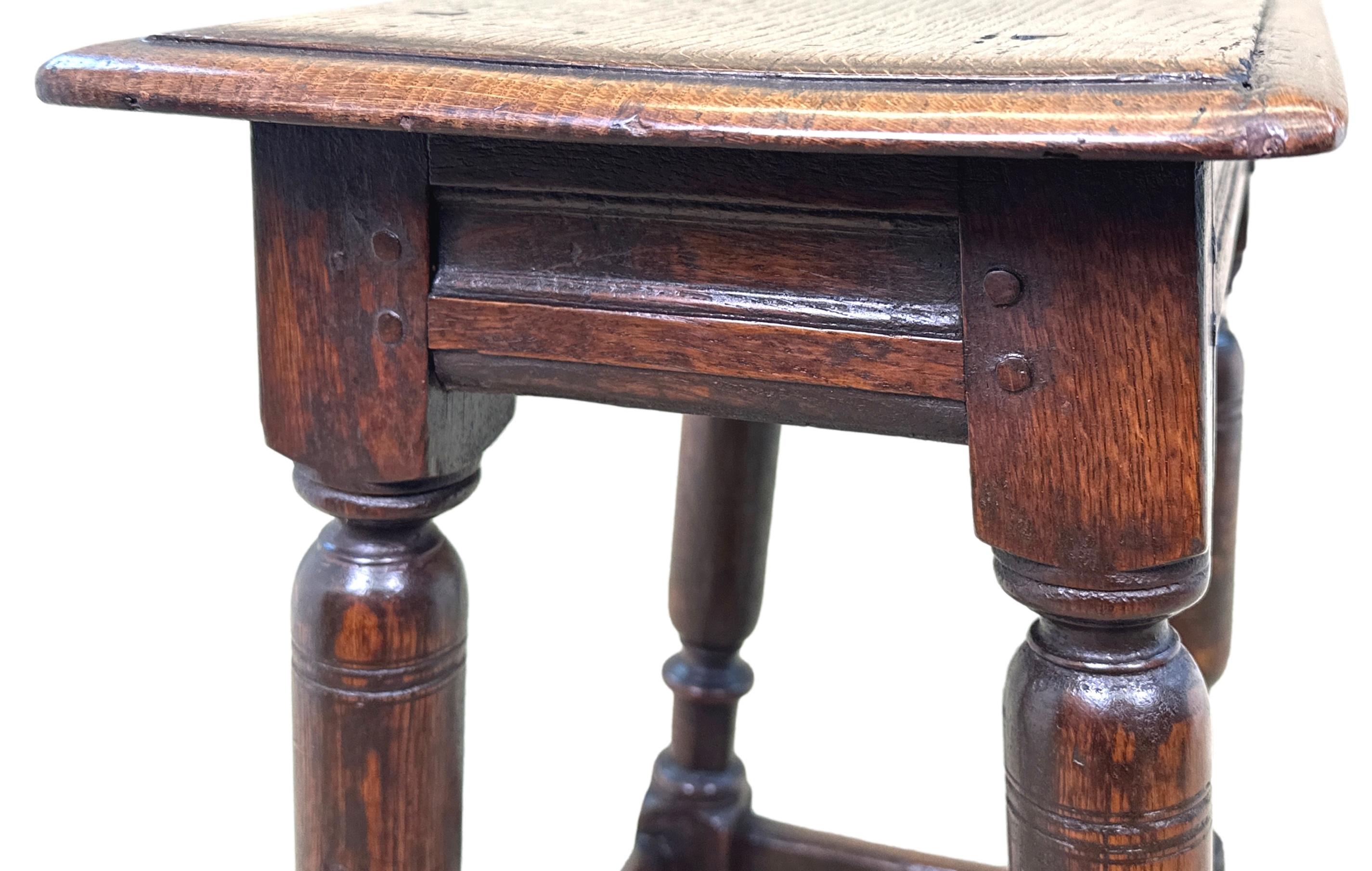 18th Century and Earlier 17th Century Rectangular Oak Joint Stool For Sale