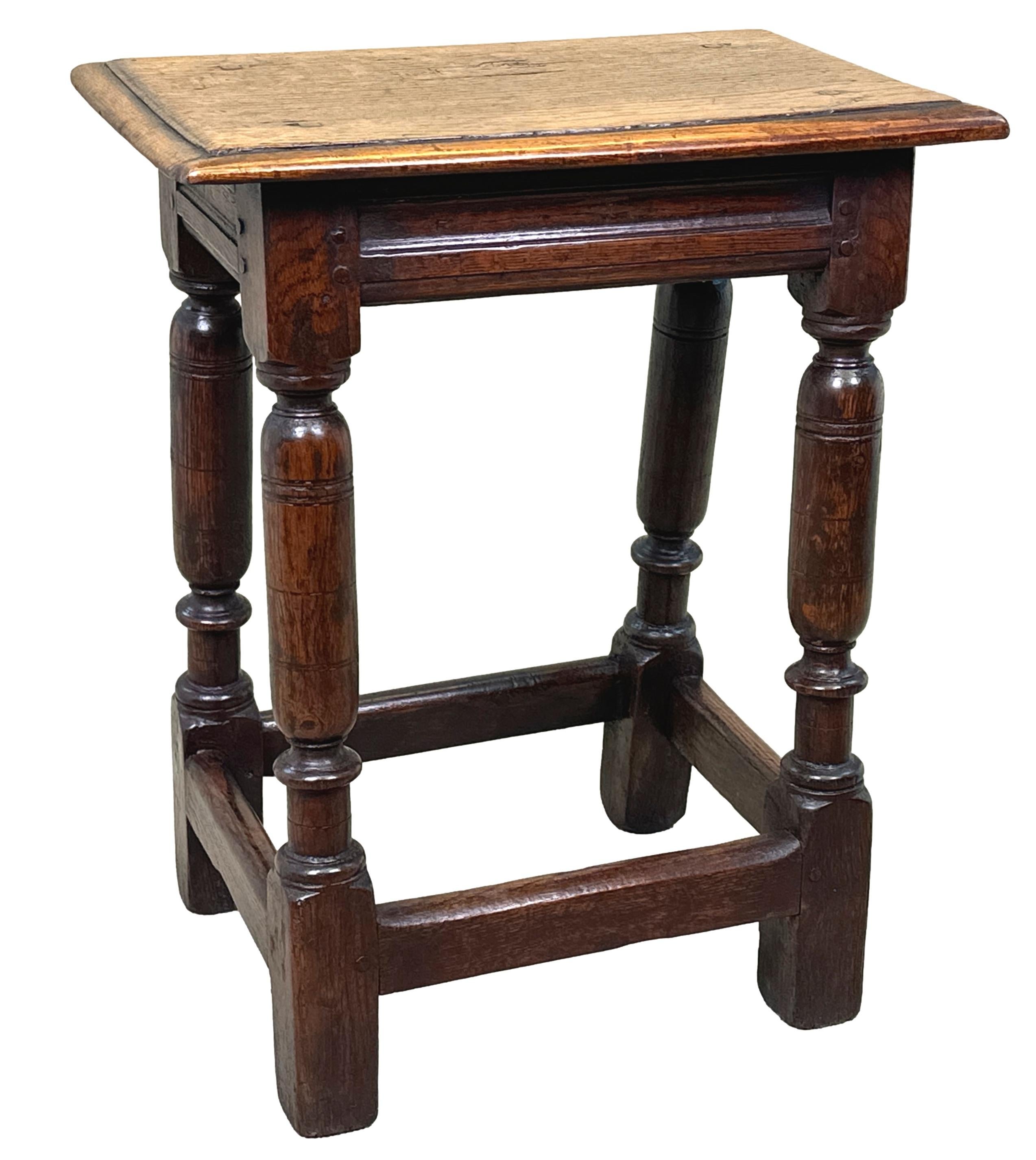 17th Century Rectangular Oak Joint Stool For Sale 2
