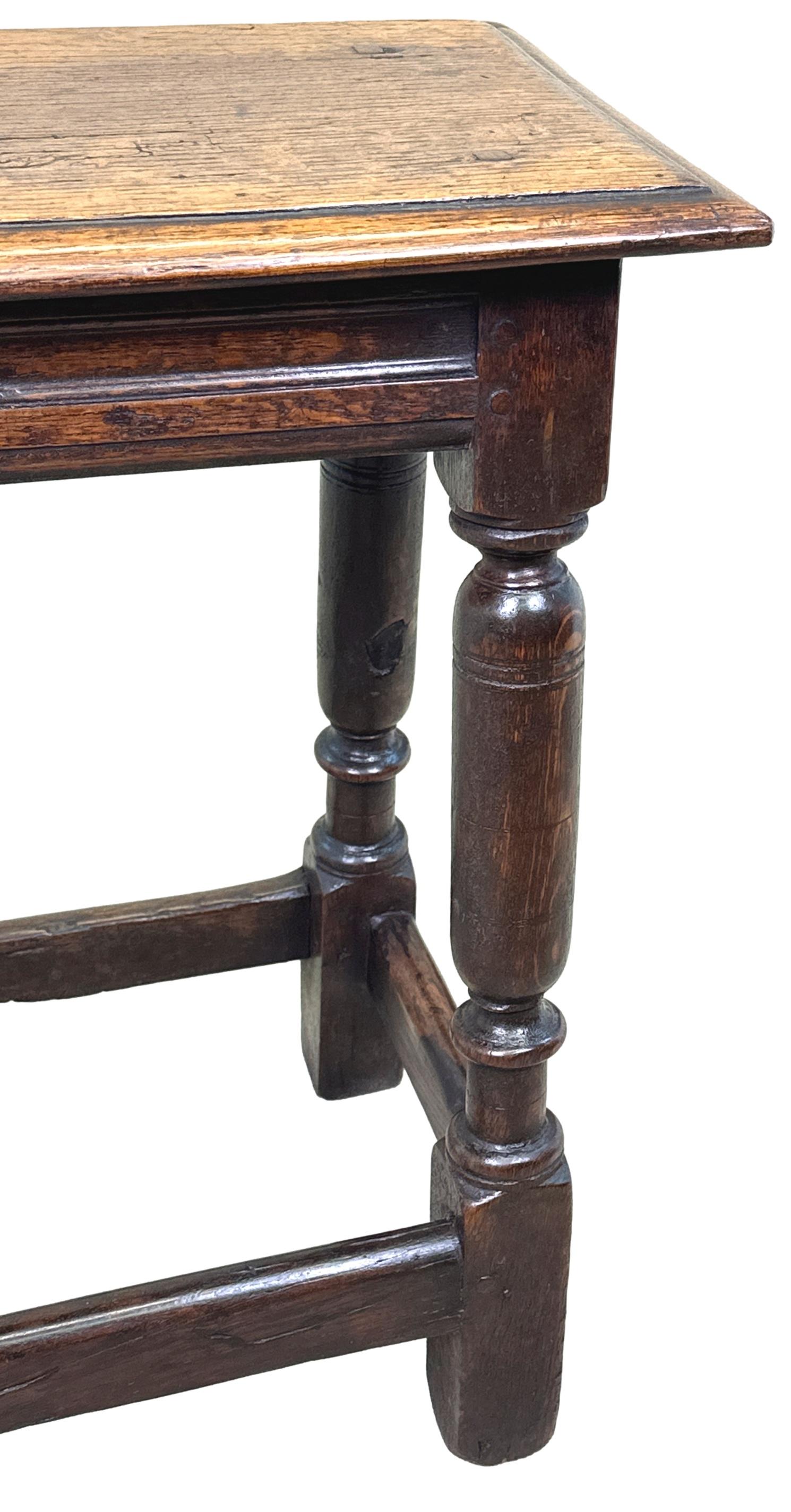 17th Century Rectangular Oak Joint Stool For Sale 3