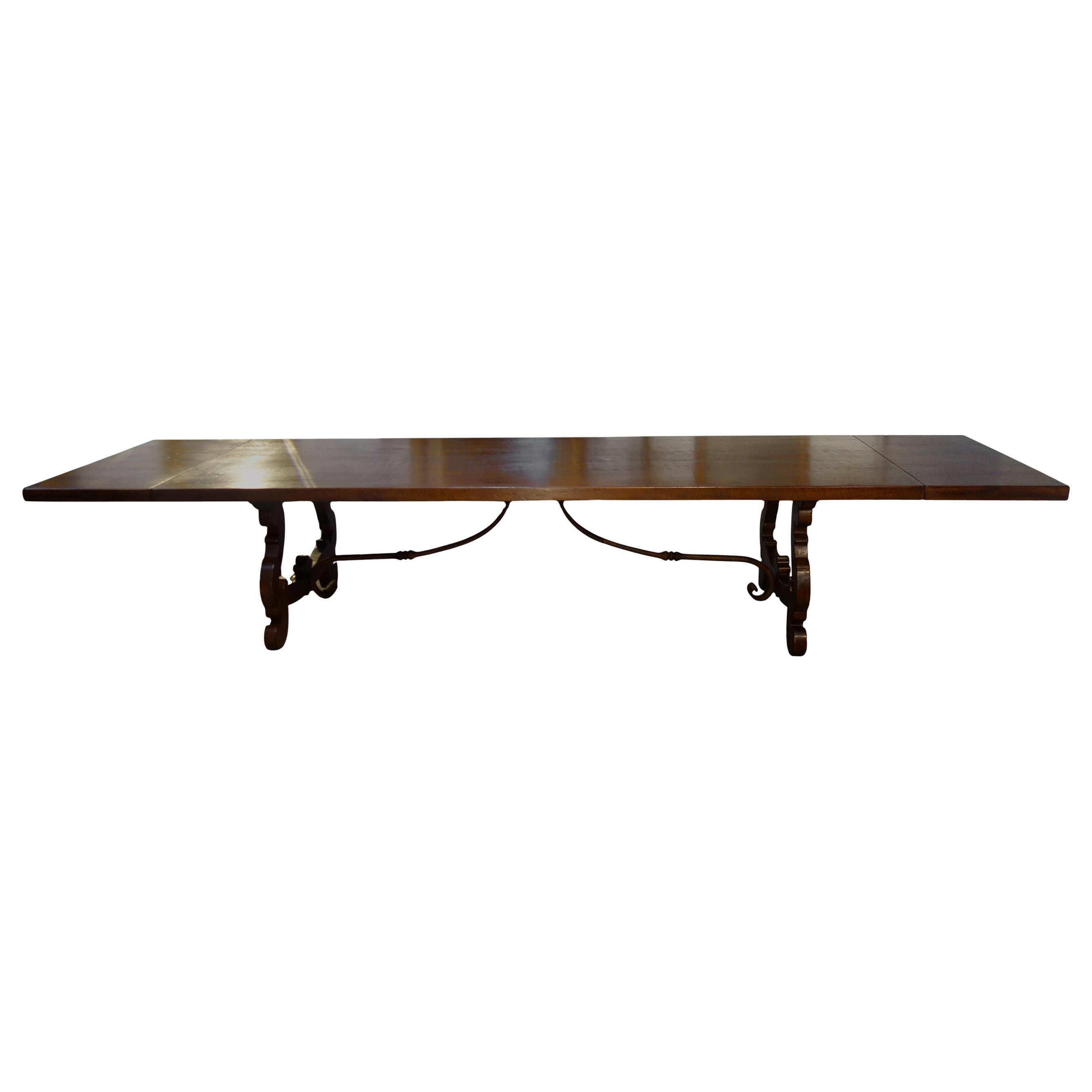 Very Architectural Custom Walnut Extension Dining Table at 1stDibs