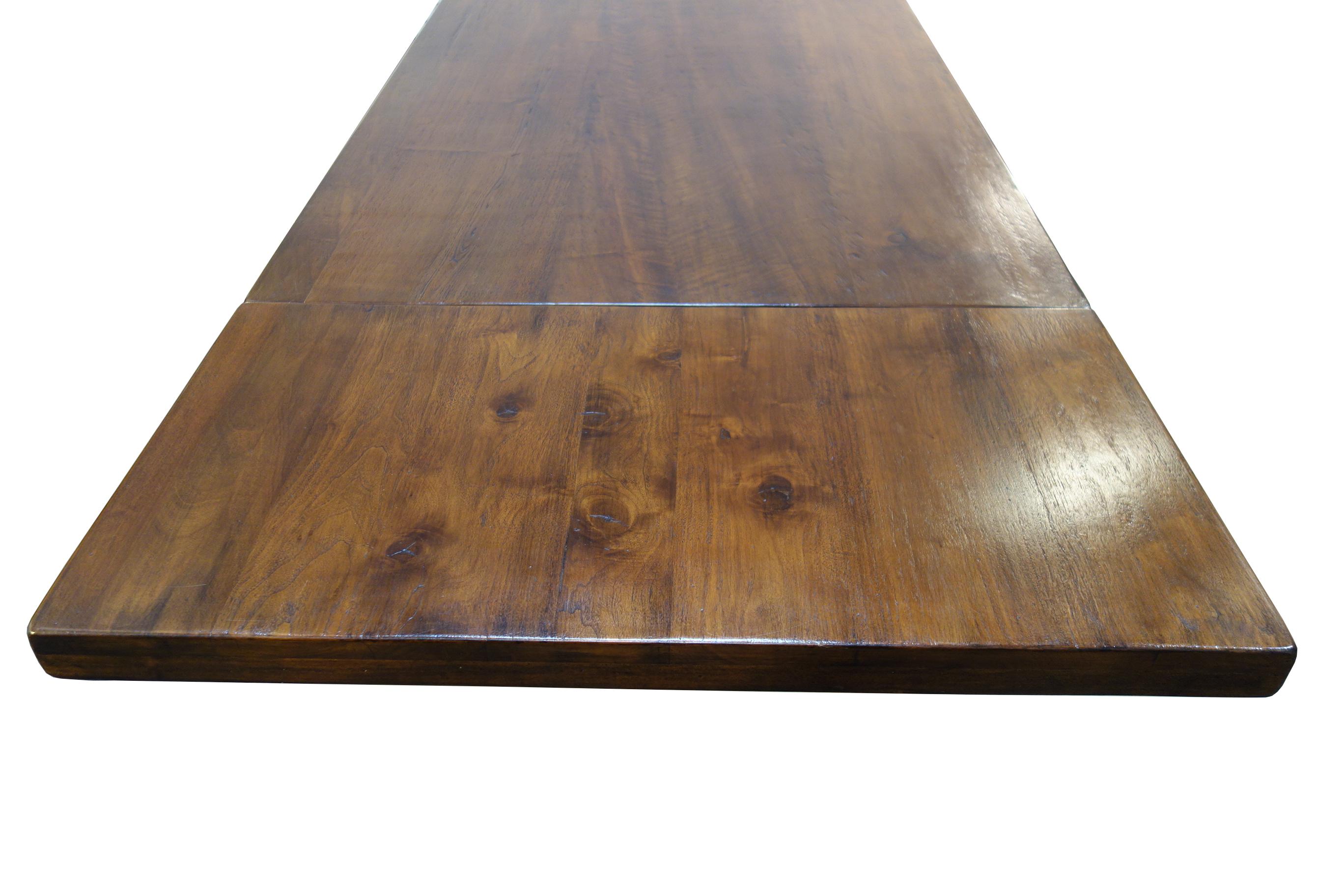 17th C Refectory Style Italian Walnut Dining Table with End Extensions to order For Sale 3