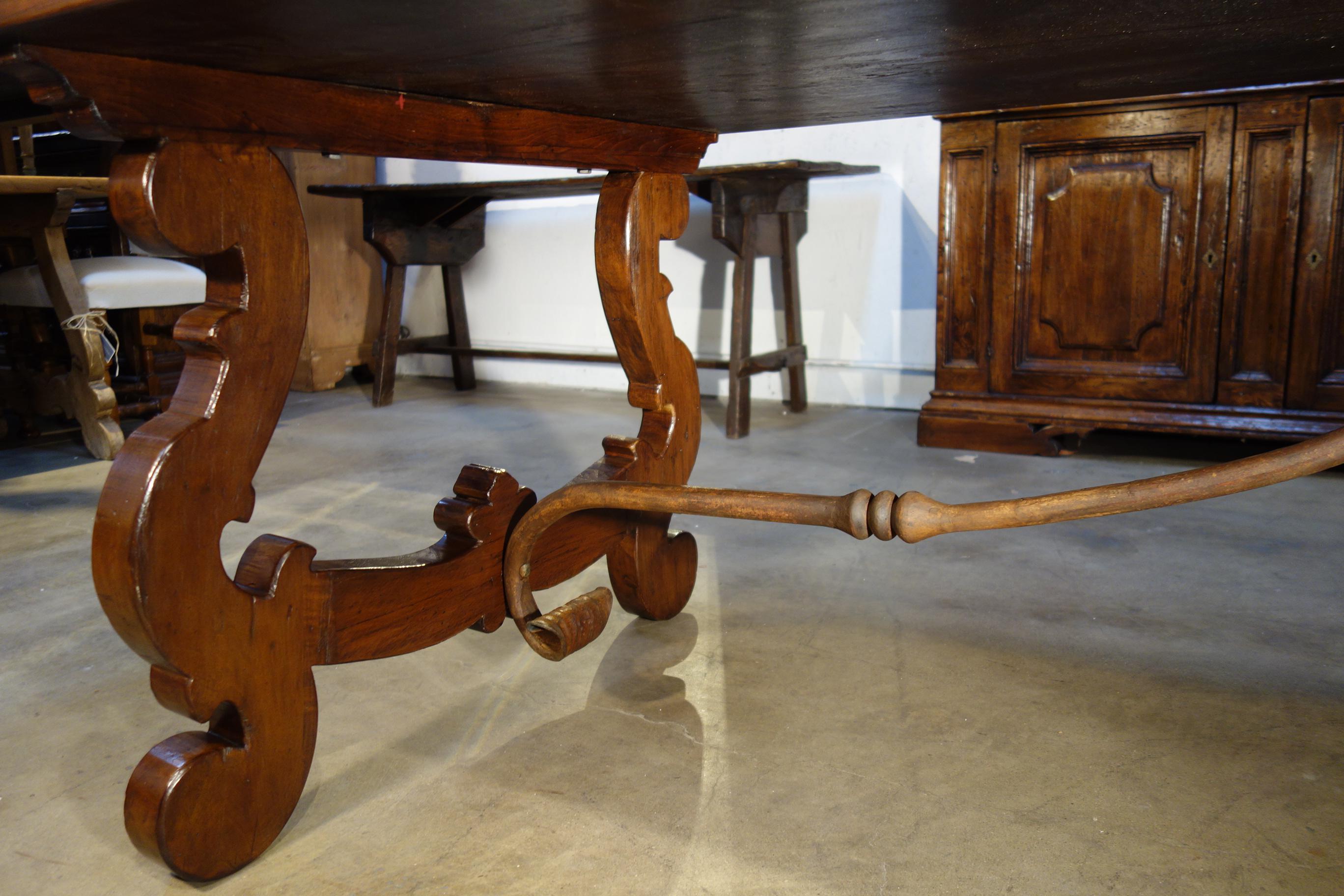 17th C Refectory Style Italian Walnut Dining Table with End Extensions to order For Sale 5