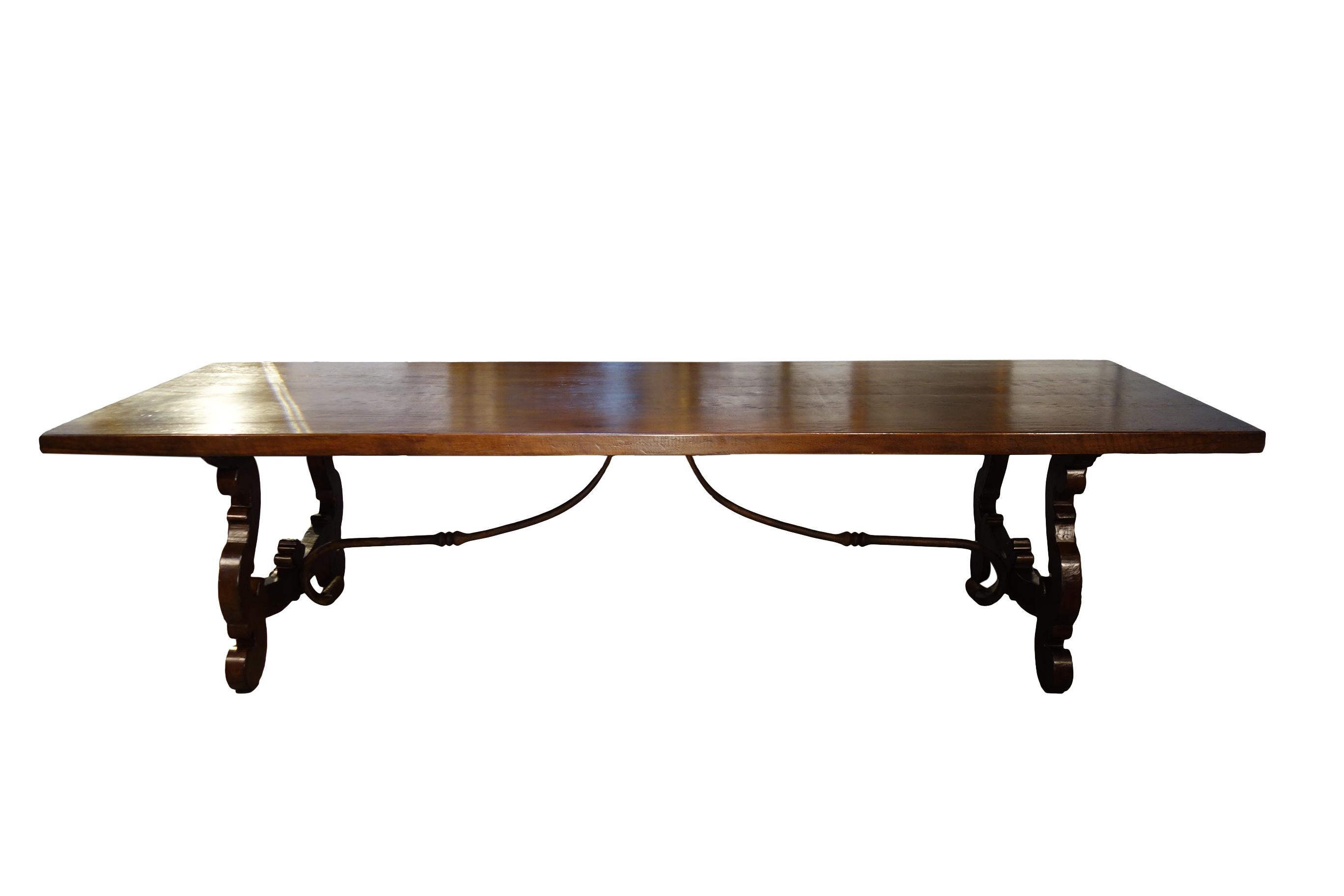 Baroque 17th C Refectory Style Italian Walnut Dining Table with End Extensions to order For Sale
