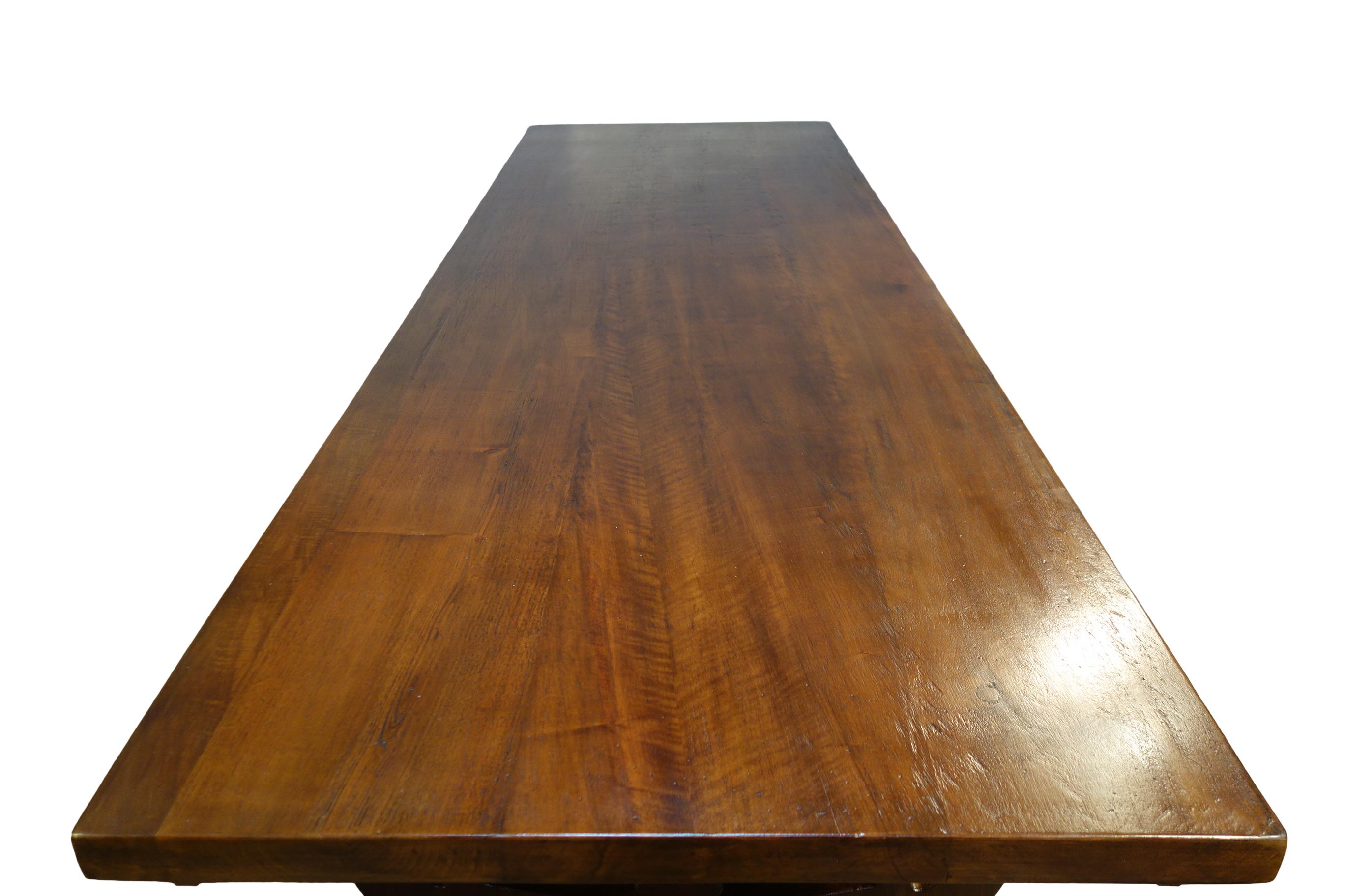 Iron 17th C Refectory Style Italian Walnut Dining Table with End Extensions to order For Sale