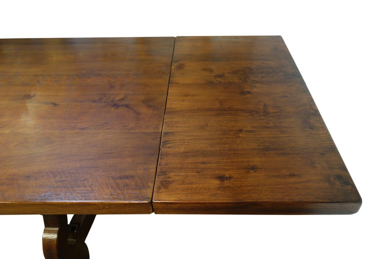 17th C Refectory Style Italian Walnut Dining Table with End Extensions
