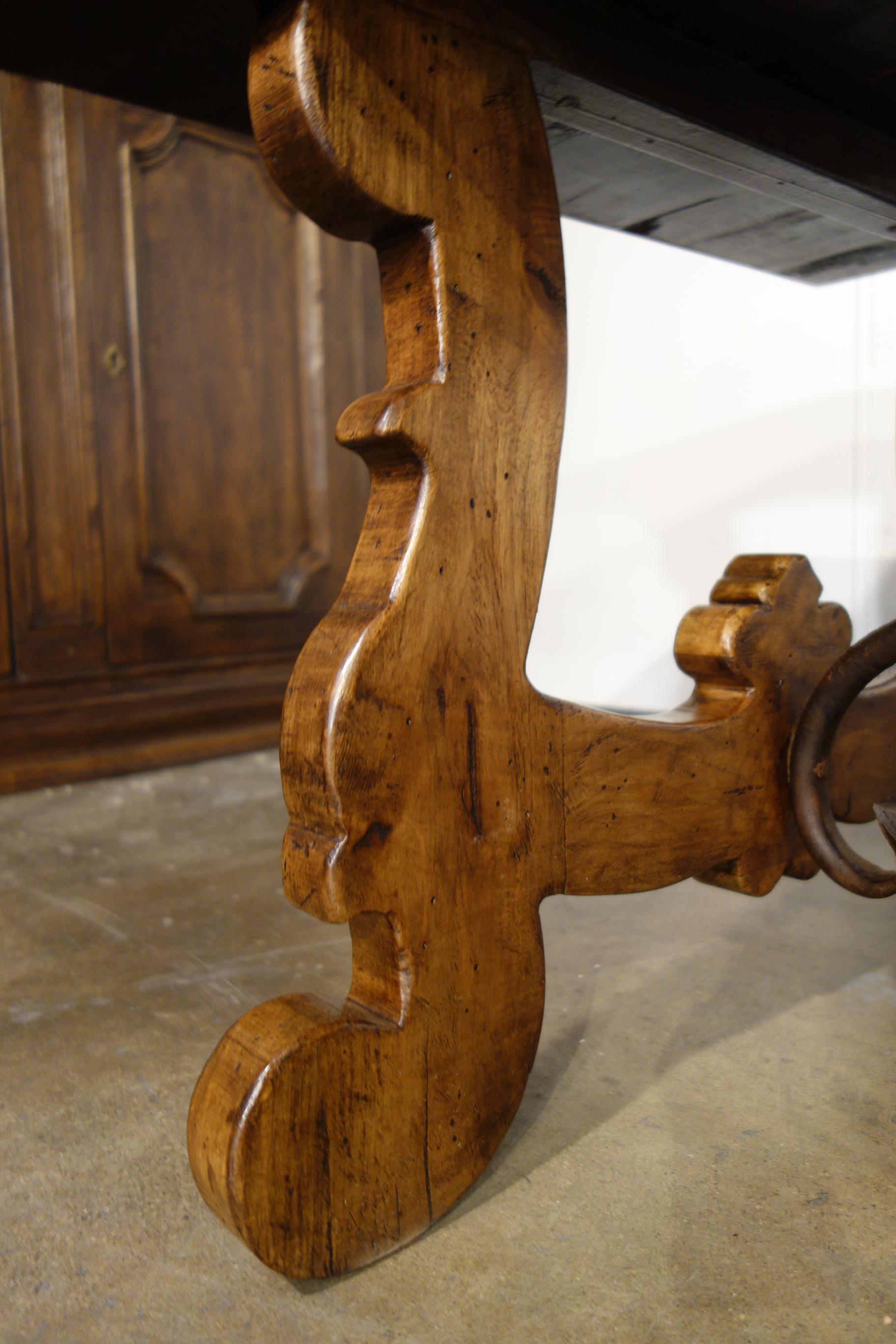 17th C Refectory Style Old Italian Solid Walnut 50x30 Coffee Table with options For Sale 3