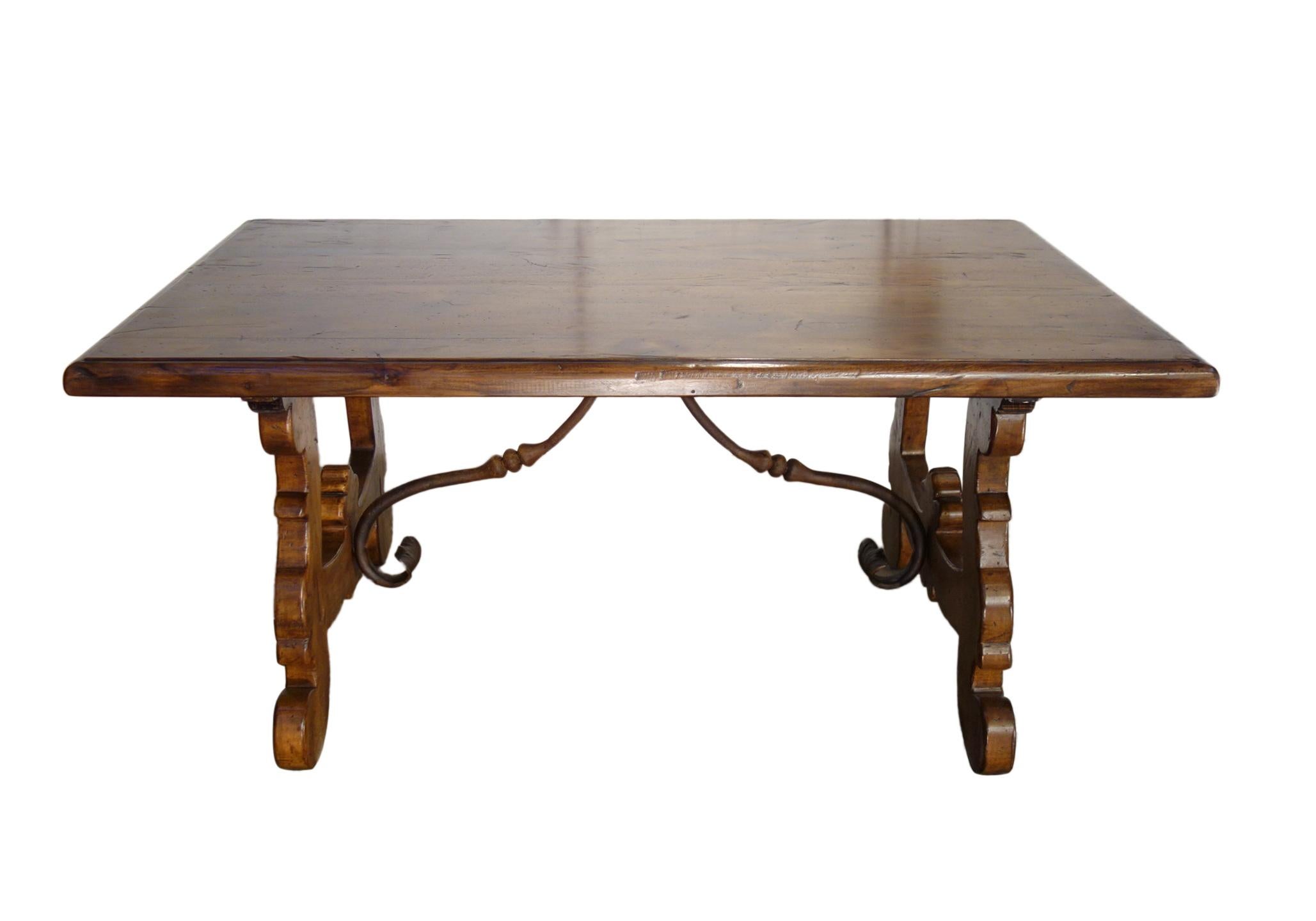 Baroque 17th C Refectory Style Old Italian Solid Walnut 50x30 Coffee Table with options For Sale