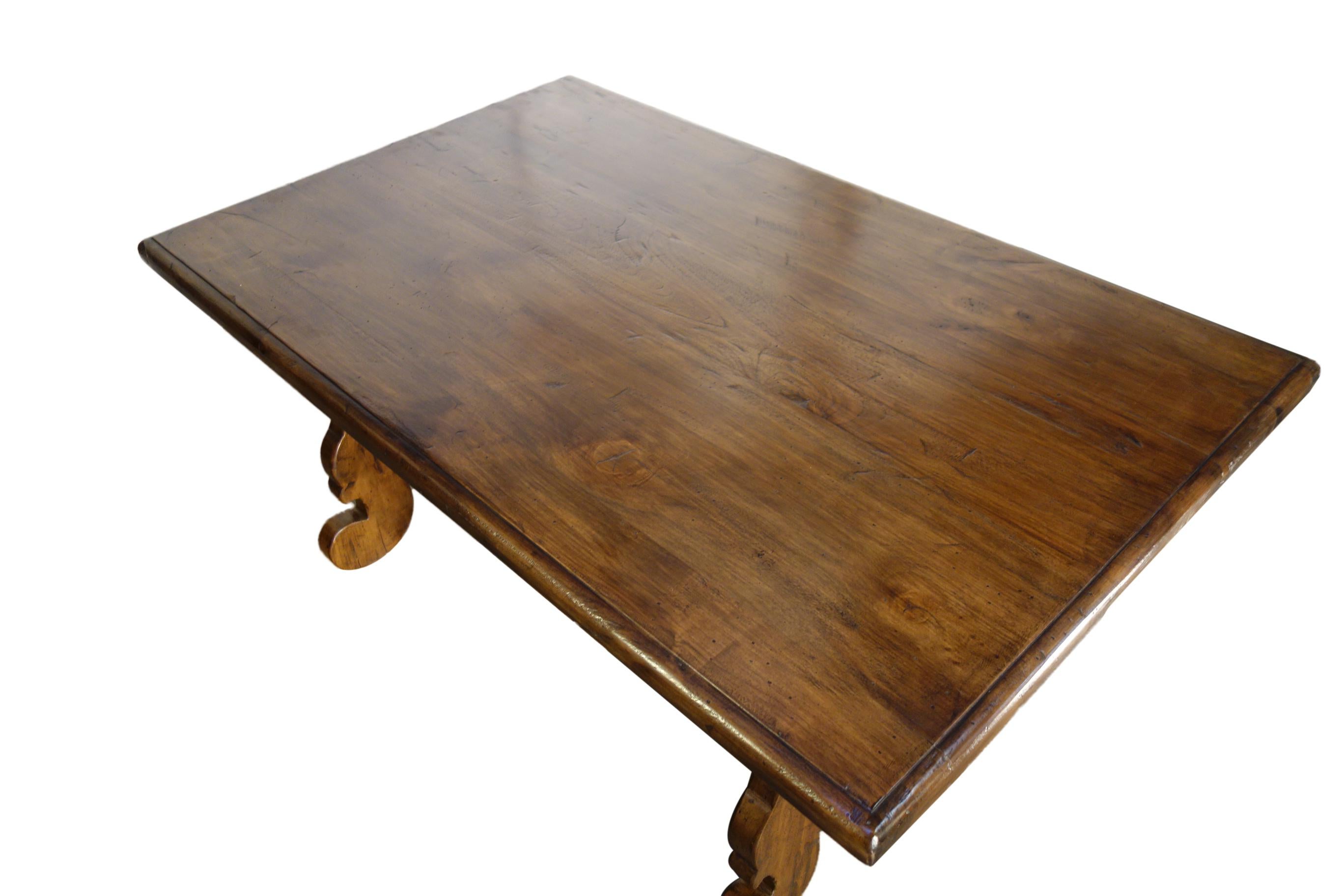 17th C Refectory Style Old Italian Solid Walnut 50x30 Coffee Table with options In New Condition For Sale In Encinitas, CA