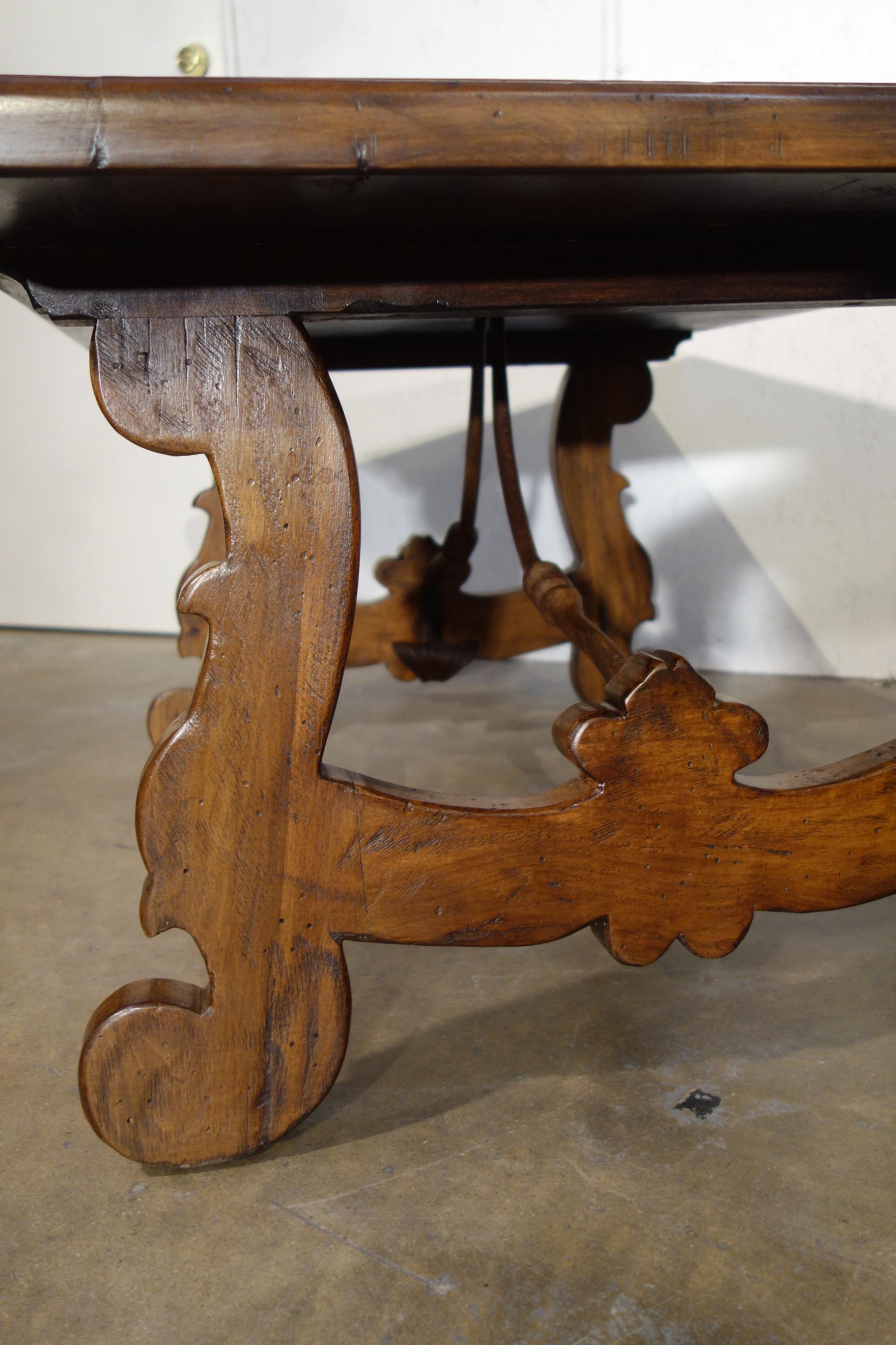 17th C Refectory Style Old Italian Solid Walnut 50x30 Coffee Table with options For Sale 1