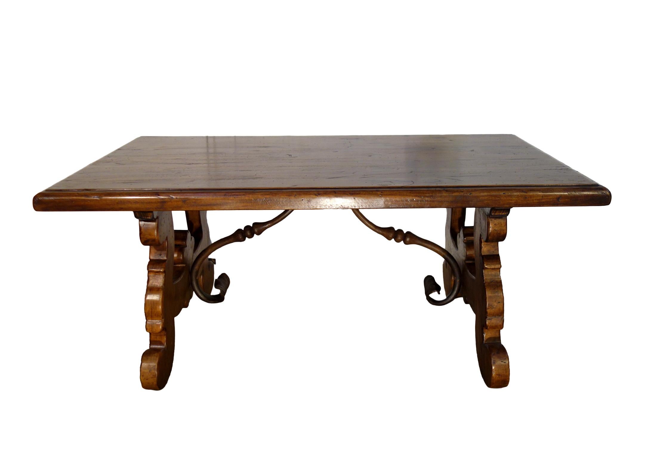 Baroque 17th C Refectory Style Old Italian Walnut 42x26 Coffee Table with finish options For Sale