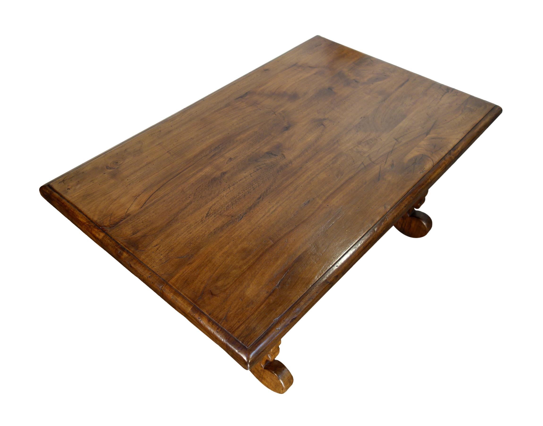 17th C Refectory Style Old Italian Walnut 42x26 Coffee Table with finish options In New Condition For Sale In Encinitas, CA