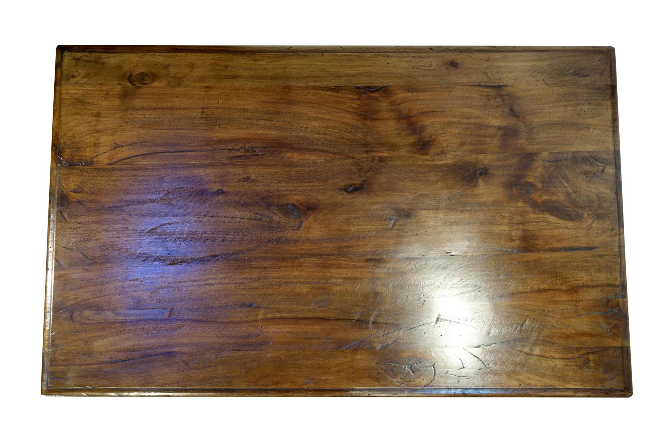 Contemporary 17th C Refectory Style Old Italian Walnut 42x26 Coffee Table with finish options For Sale