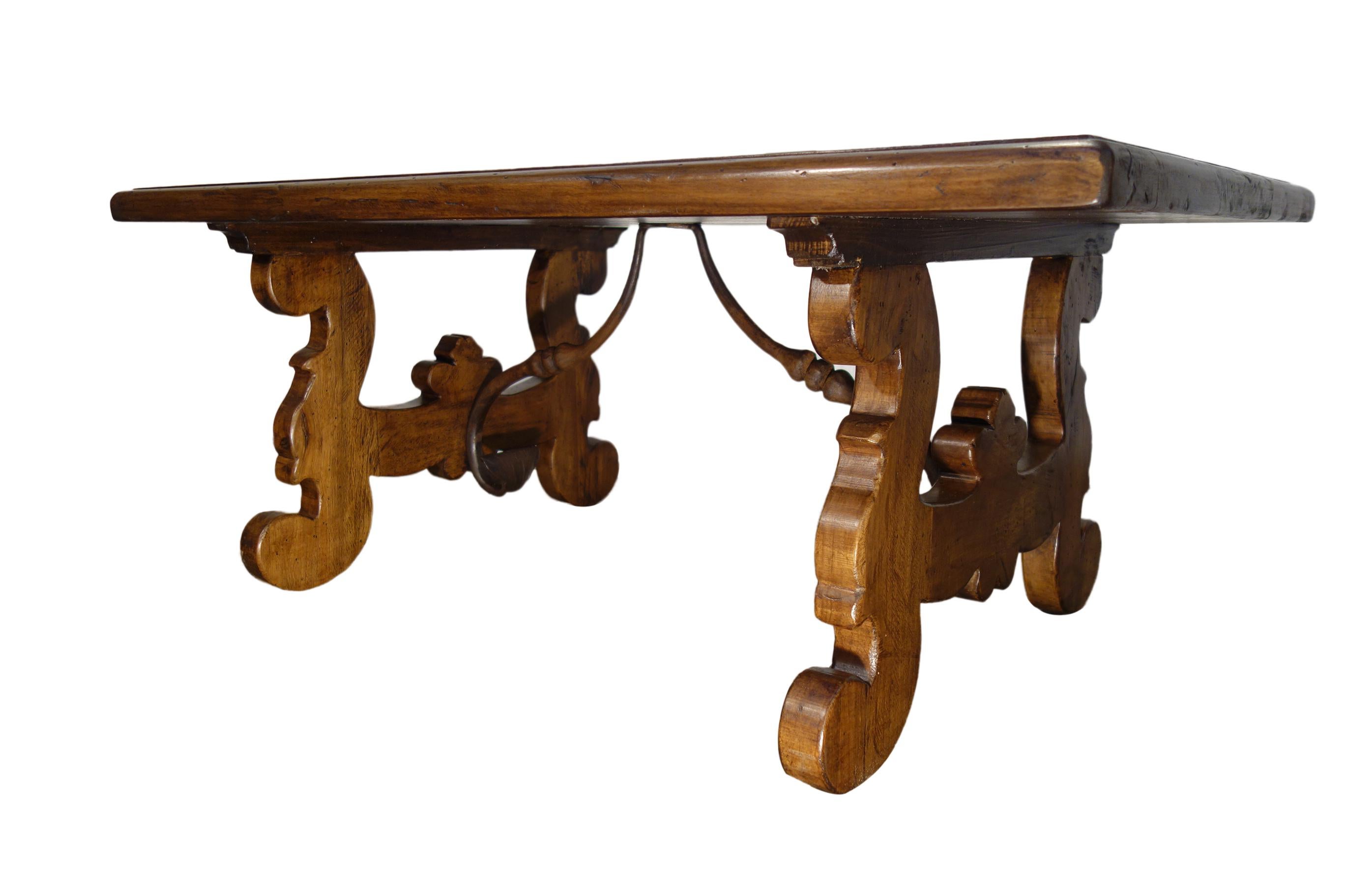 17th C Refectory Style Old Italian Walnut 42x26 Coffee Table with finish options For Sale 3
