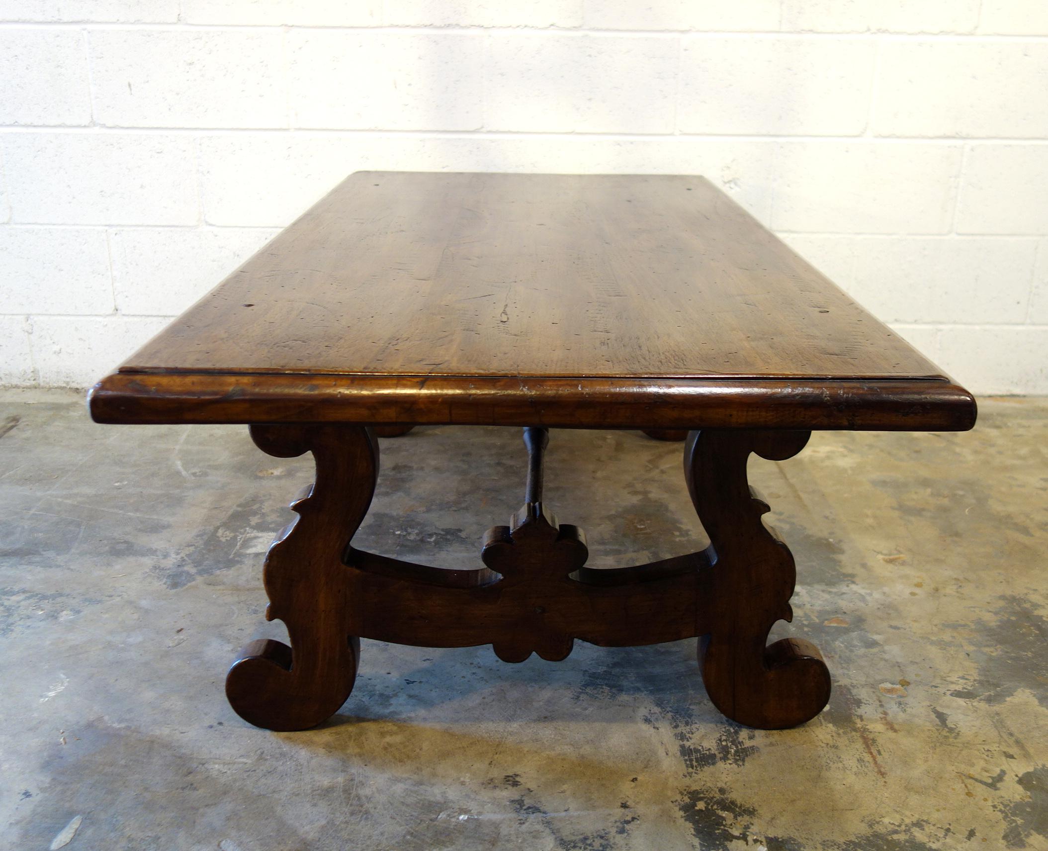 17th C Style Italian Solid Walnut 60x34 Coffee Table finish & size options For Sale 5