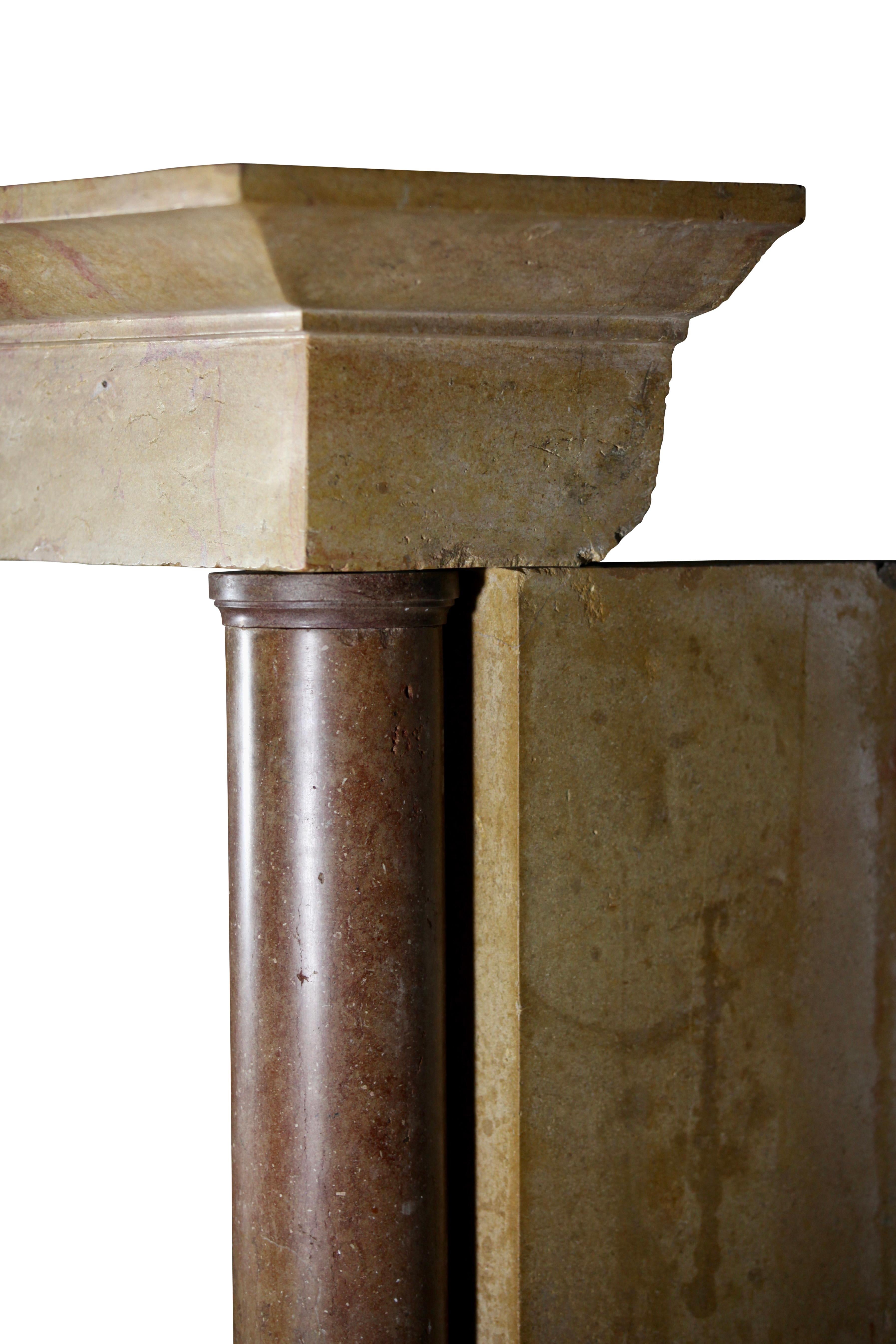 17th Century Refined Luxury Palladian French Marble-Stone Fireplace Surround For Sale 5
