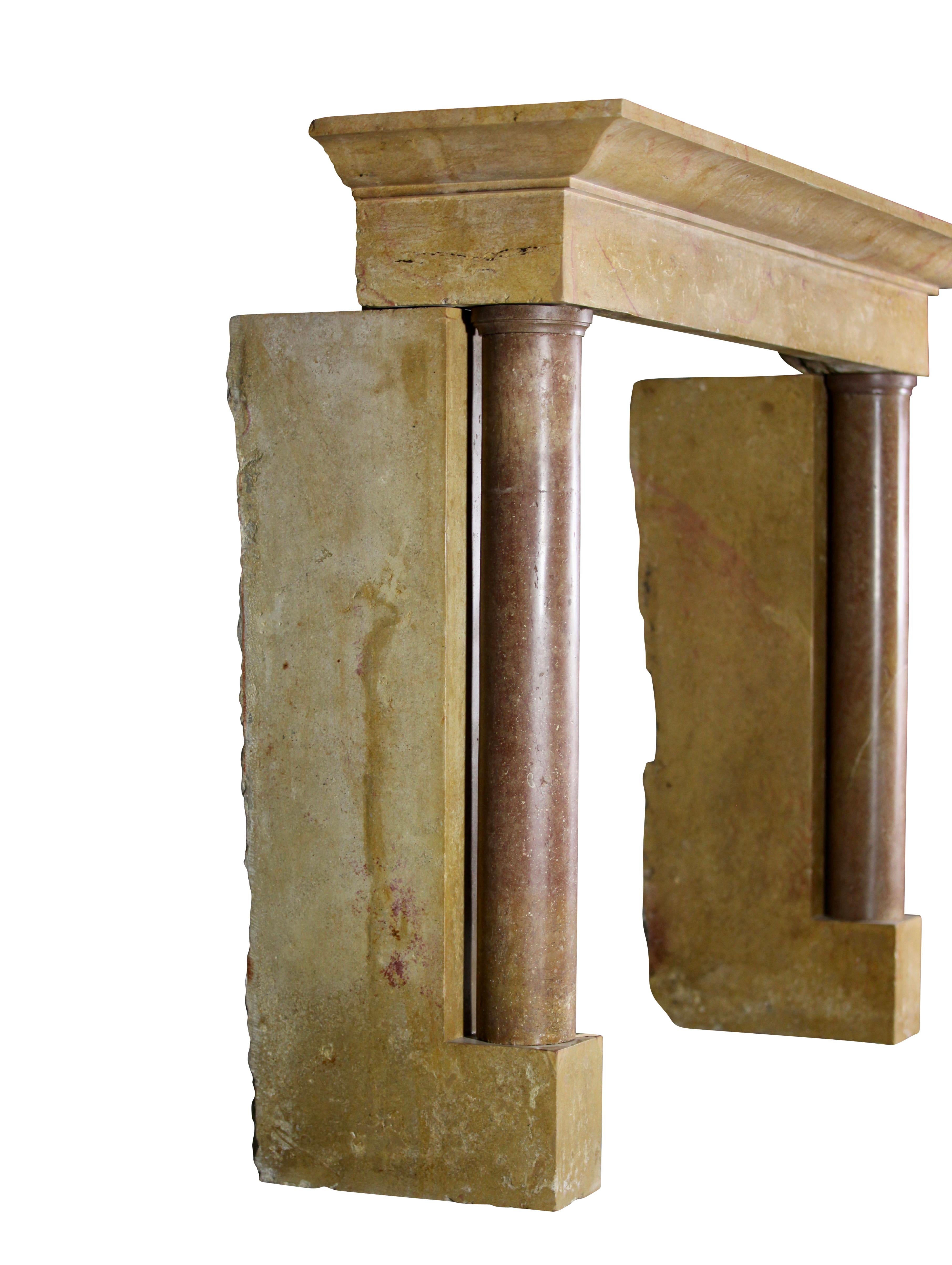 17th Century Refined Luxury Palladian French Marble-Stone Fireplace Surround For Sale 12