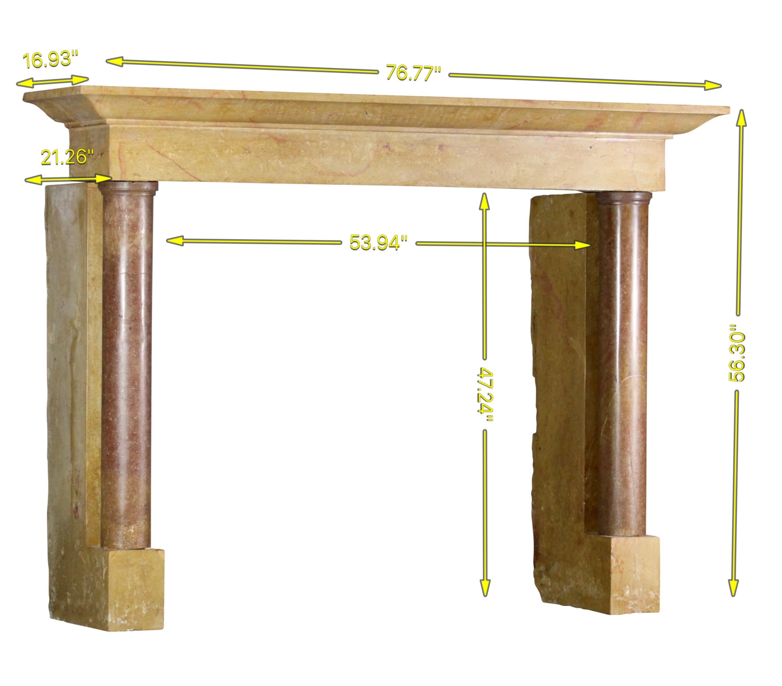 Louis XIII 17th Century Refined Luxury Palladian French Marble-Stone Fireplace Surround For Sale