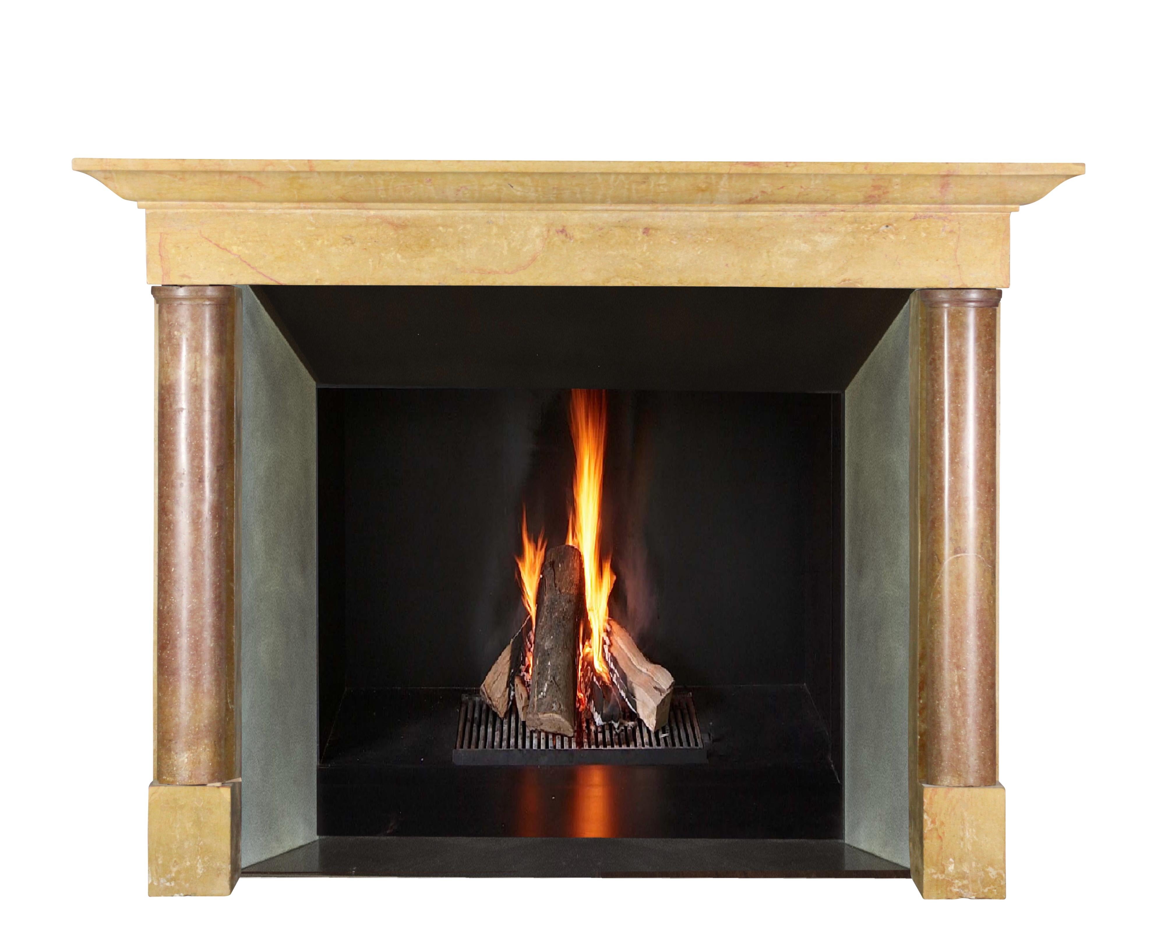 Hand-Carved 17th Century Refined Luxury Palladian French Marble-Stone Fireplace Surround For Sale