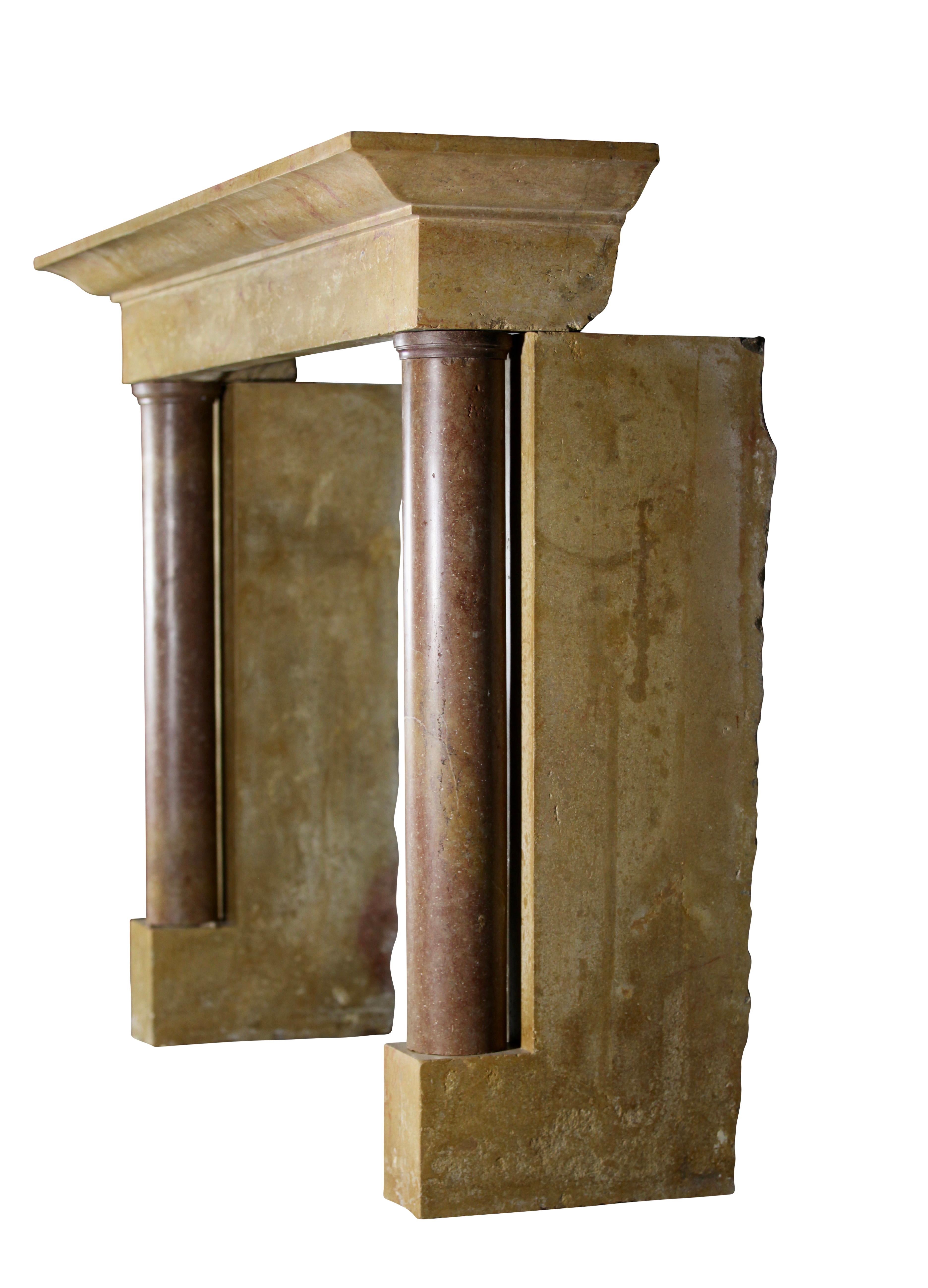 17th Century Refined Luxury Palladian French Marble-Stone Fireplace Surround For Sale 4