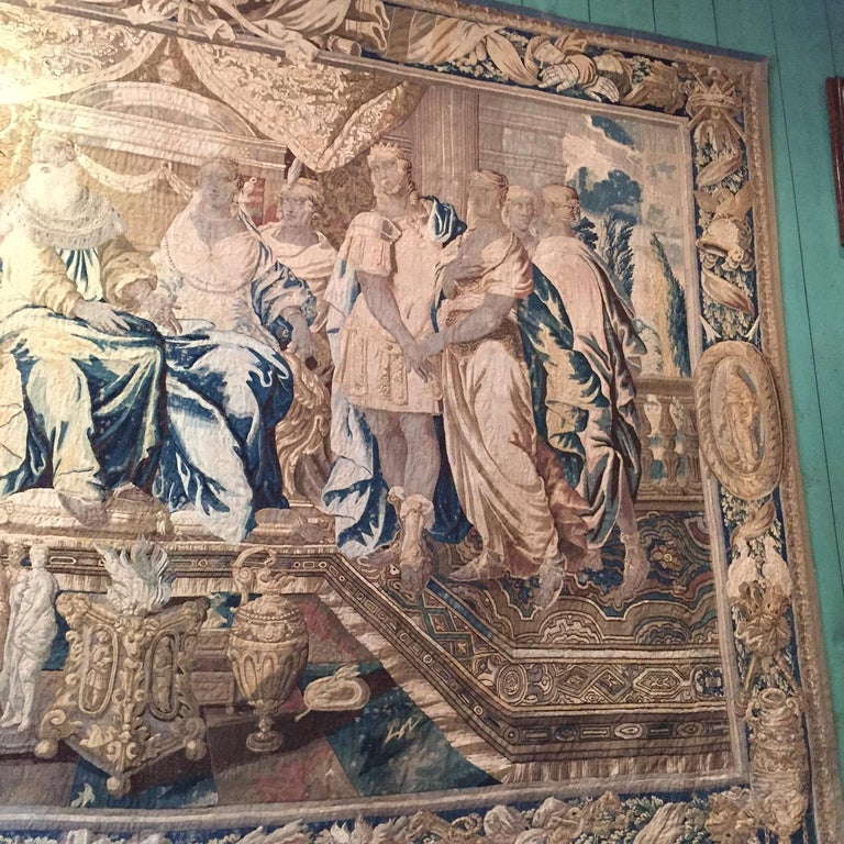 Wool Huge 17th C. Regal Flemish baroque Historical tapestry Royal court Antique LA CA For Sale