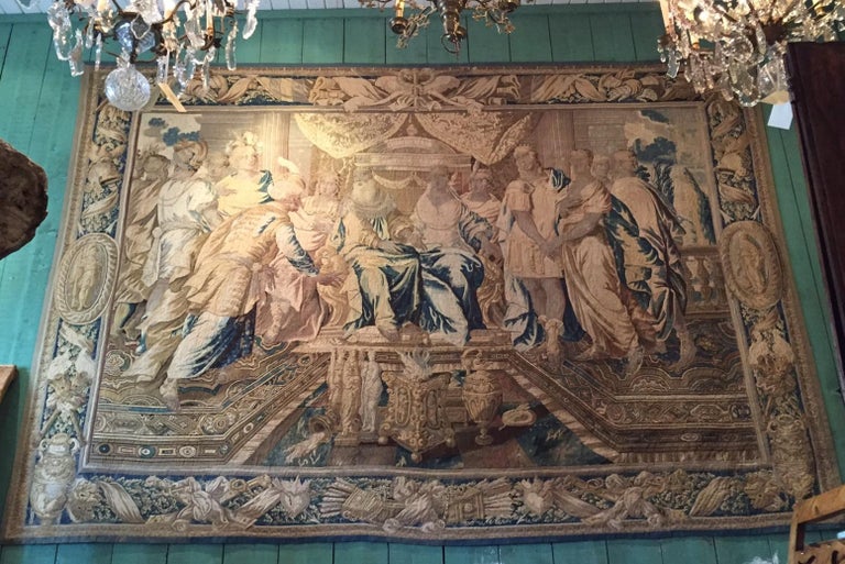 Huge 17th C. Regal Flemish baroque Historical tapestry Royal court Antique LA CA For Sale 1