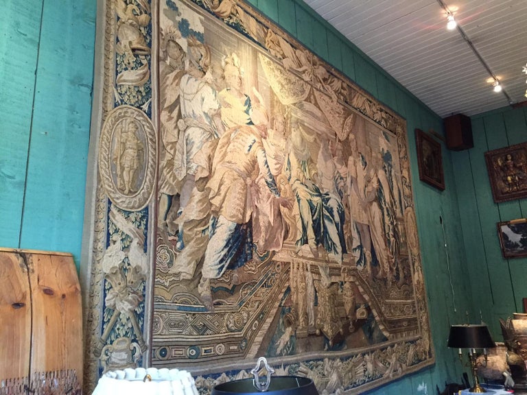 Huge 17th C. Regal Flemish baroque Historical tapestry Royal court Antique LA CA For Sale 2