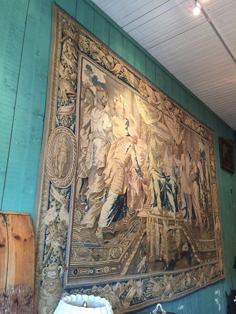 Huge 17th C. Regal Flemish baroque Historical tapestry Royal court Antique LA CA For Sale 3