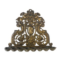 menorah en bronze italien de la Renaissance du 17ème siècle pour la lampe de Hanukkah