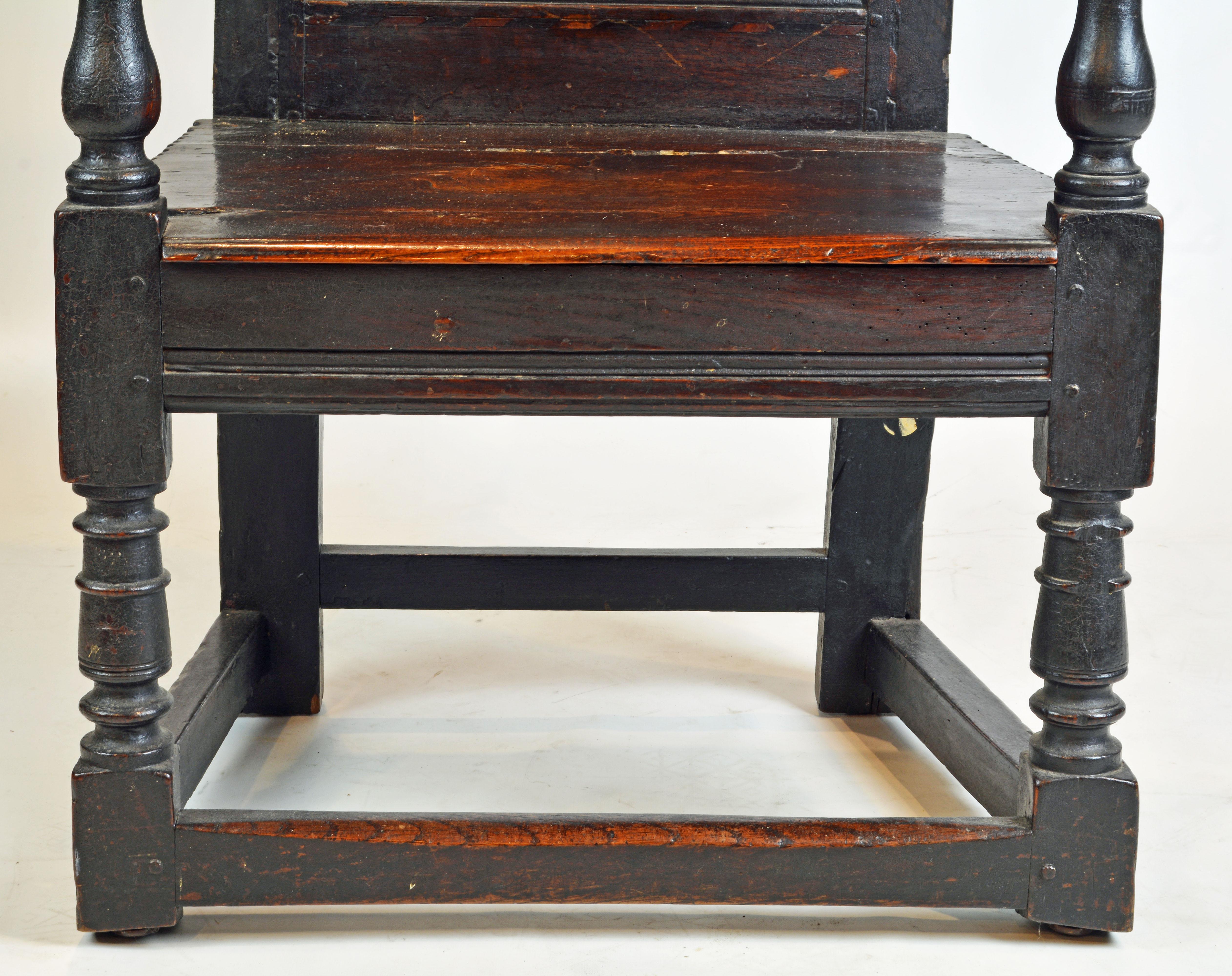 17th Century Richly Carved Elizabethan Joined Oak Wainscot Style Chair 3