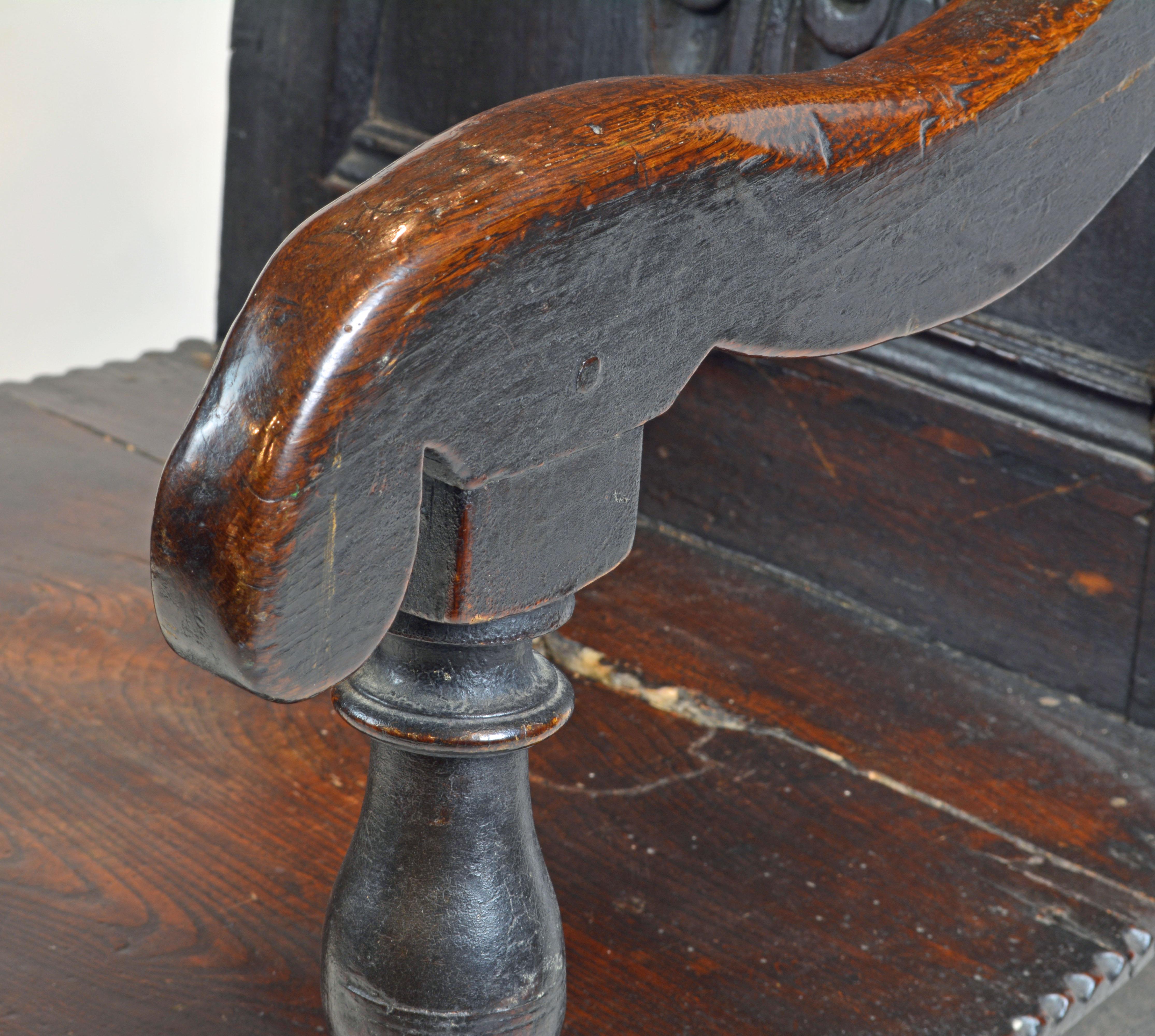 17th Century Richly Carved Elizabethan Joined Oak Wainscot Style Chair 4