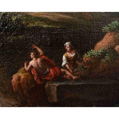 17th Century Roman Landscape Painting Oil on Canvas by Bloemen