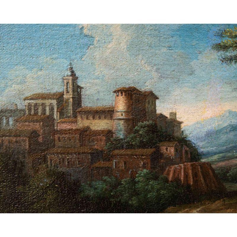 Belge Peinture à l'huile sur toile de paysage romain du 17ème siècle par Bloemen en vente