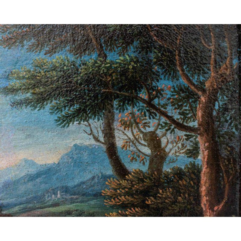 17th Century Roman Landscape Painting Oil on Canvas by Bloemen In Good Condition For Sale In Milan, IT